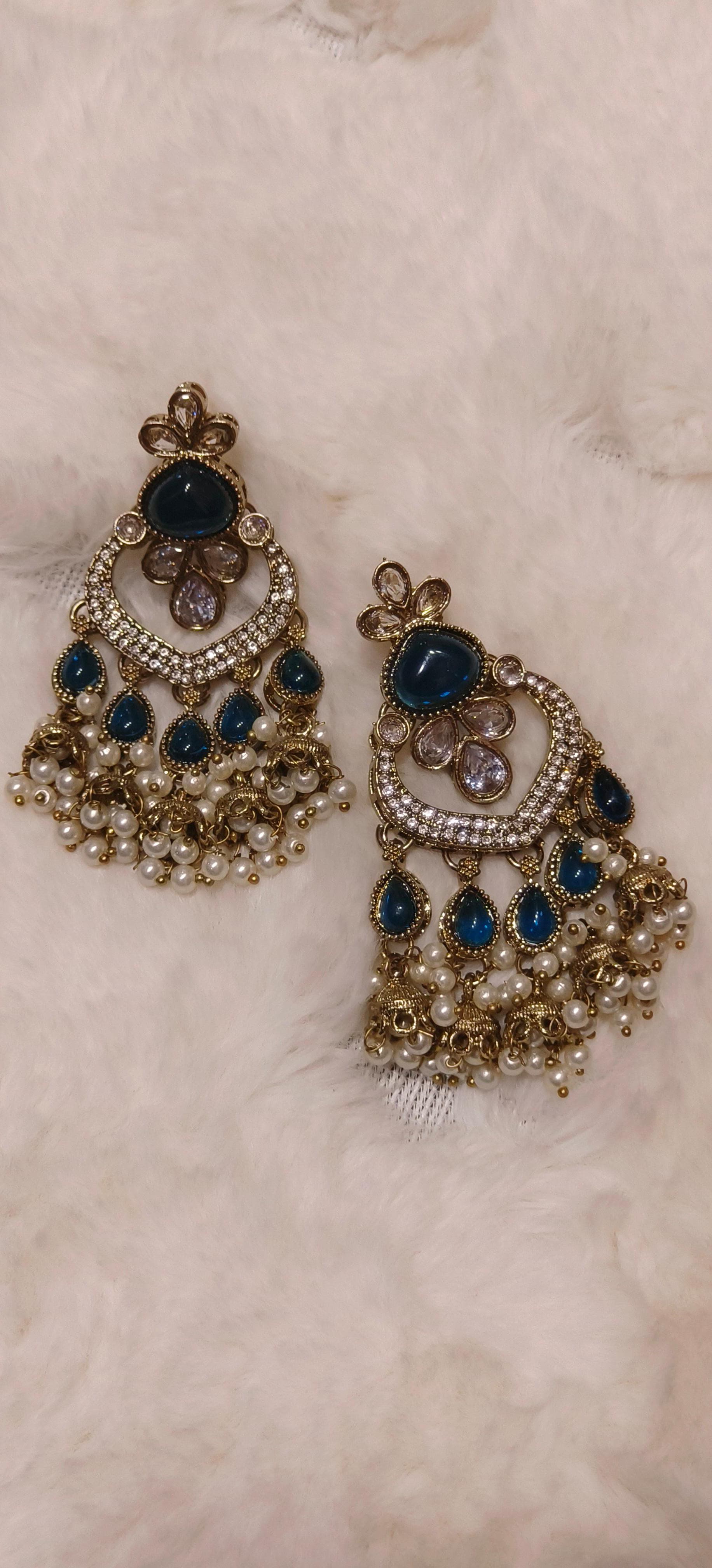 Traditional Kundan Pearl Chandbali Earrings