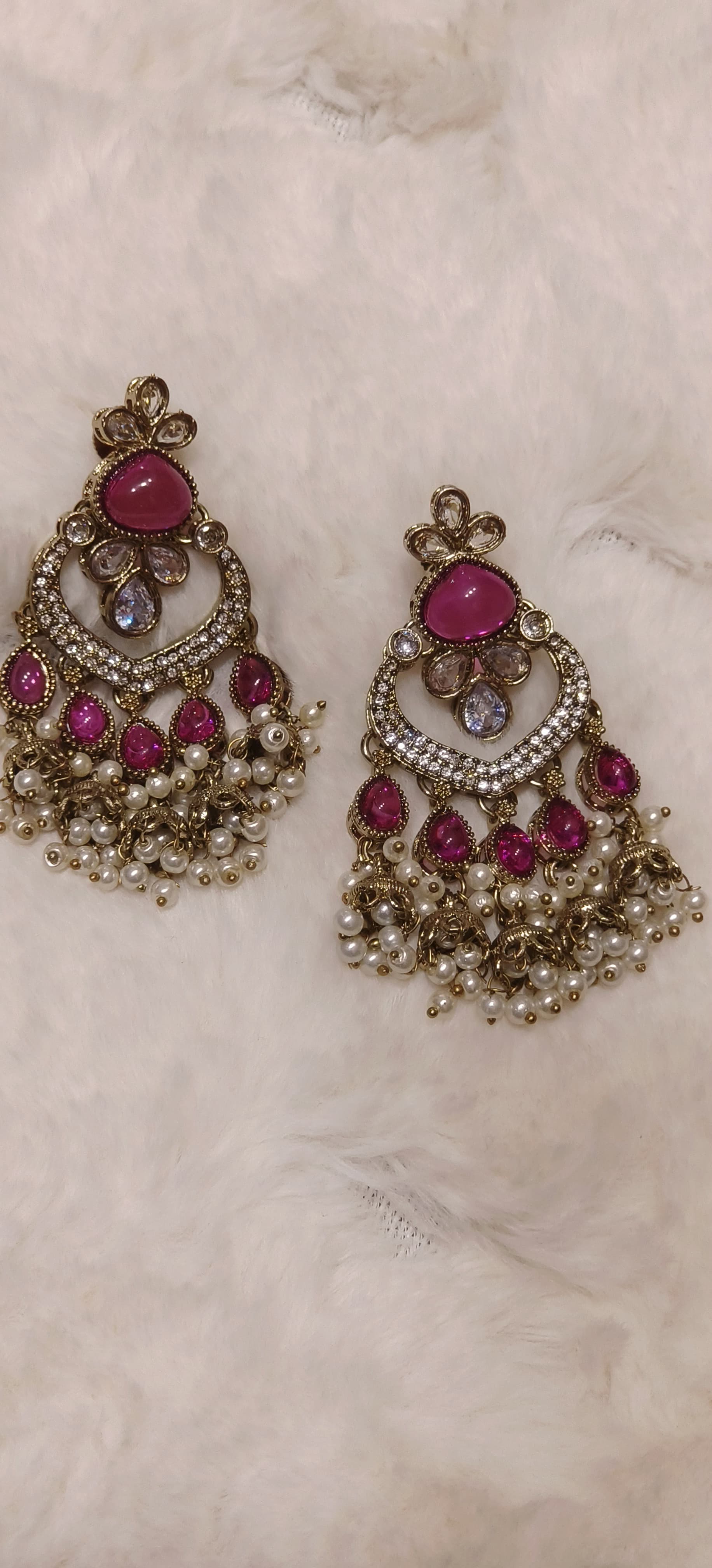 Traditional Kundan Pearl Chandbali Earrings