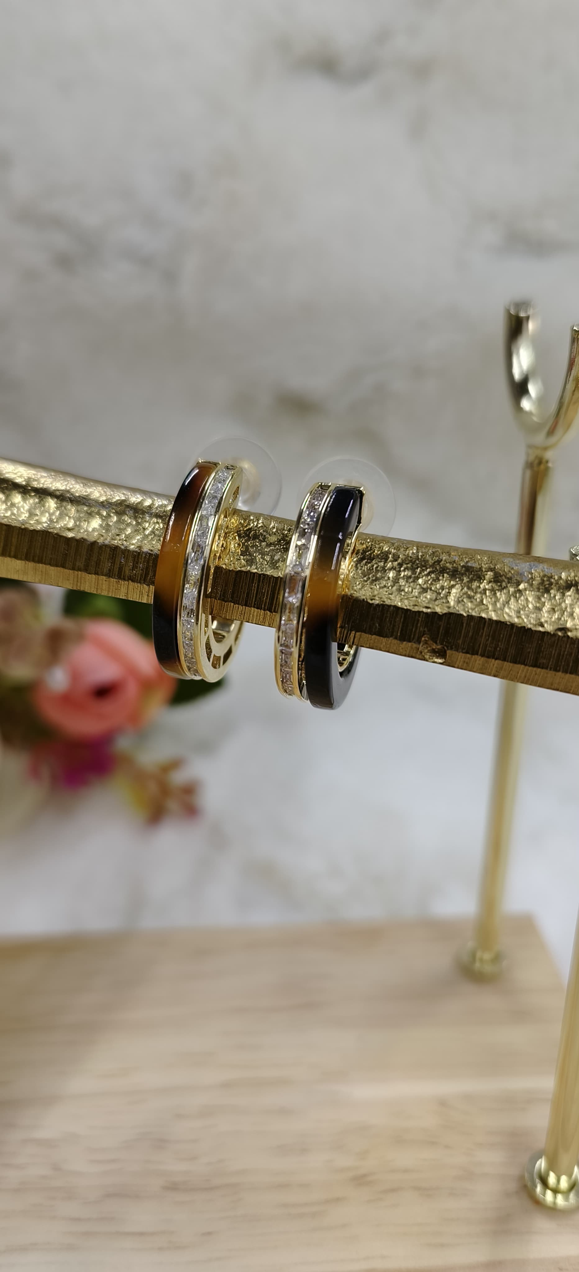 Stone Small Hoops Earrings