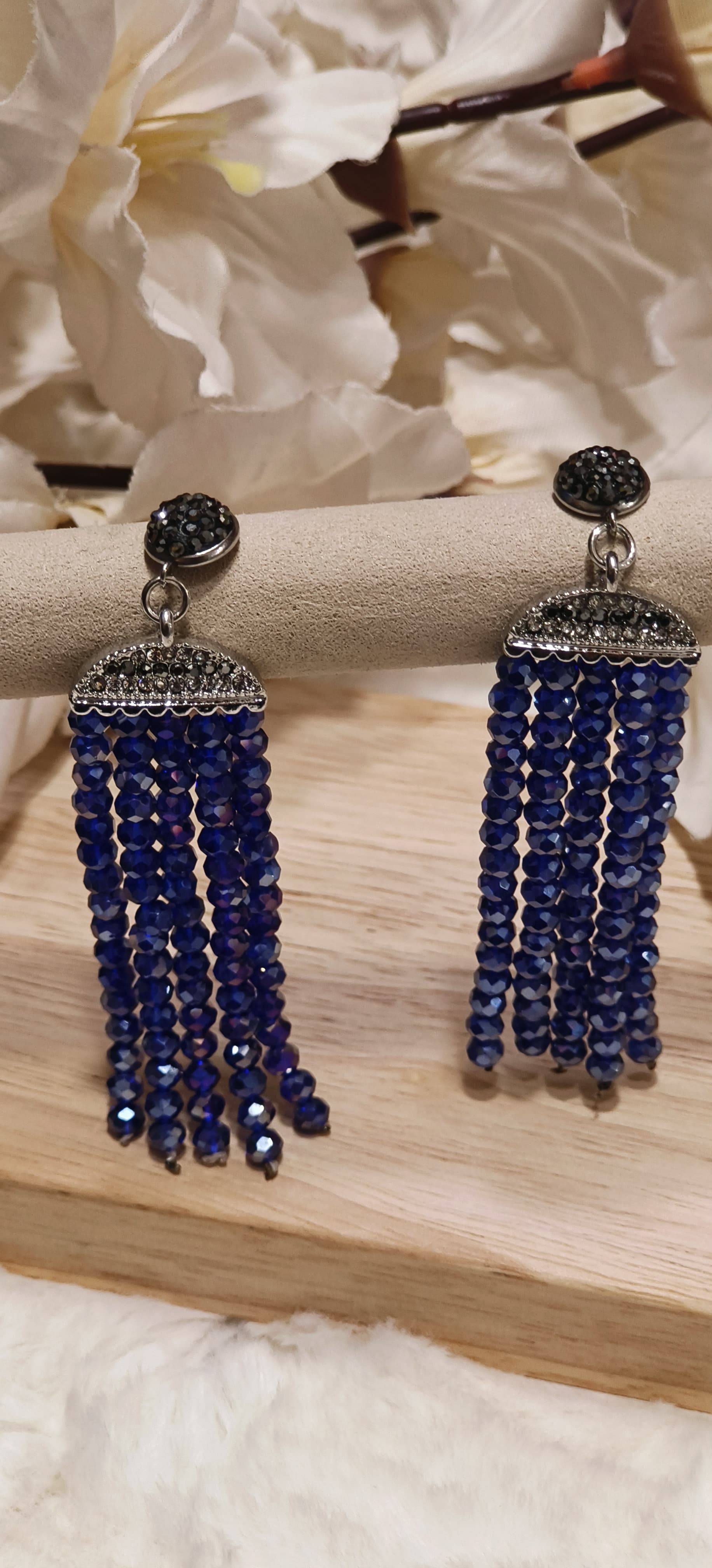 Duster Blue Crystal Tassel Earring