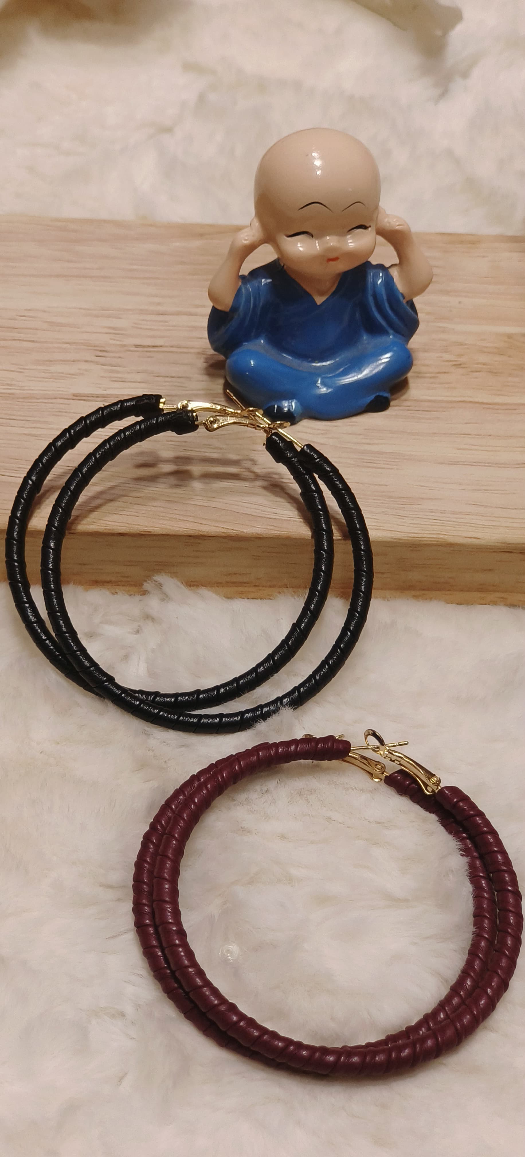 Leather Wrapped Hoop Earrings