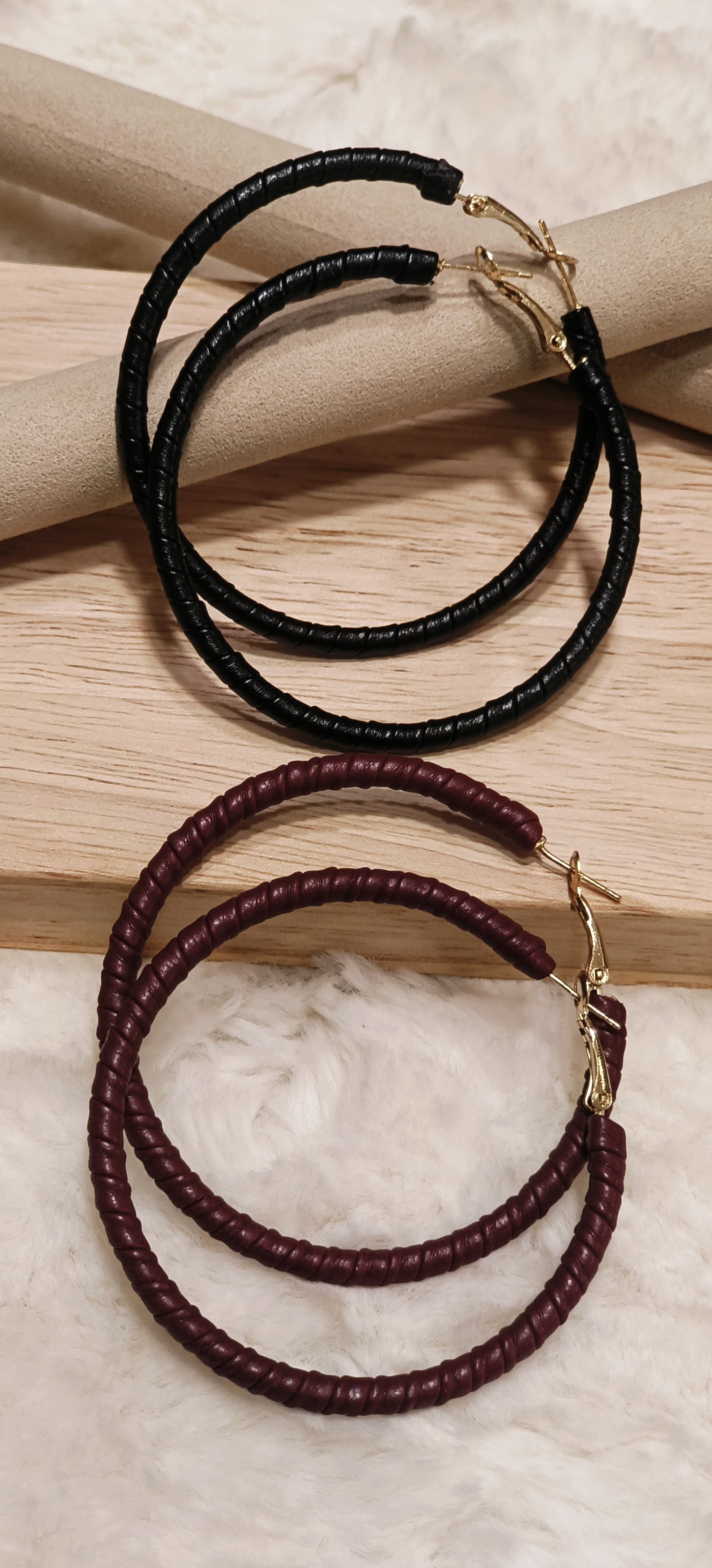 Leather Wrapped Hoop Earrings