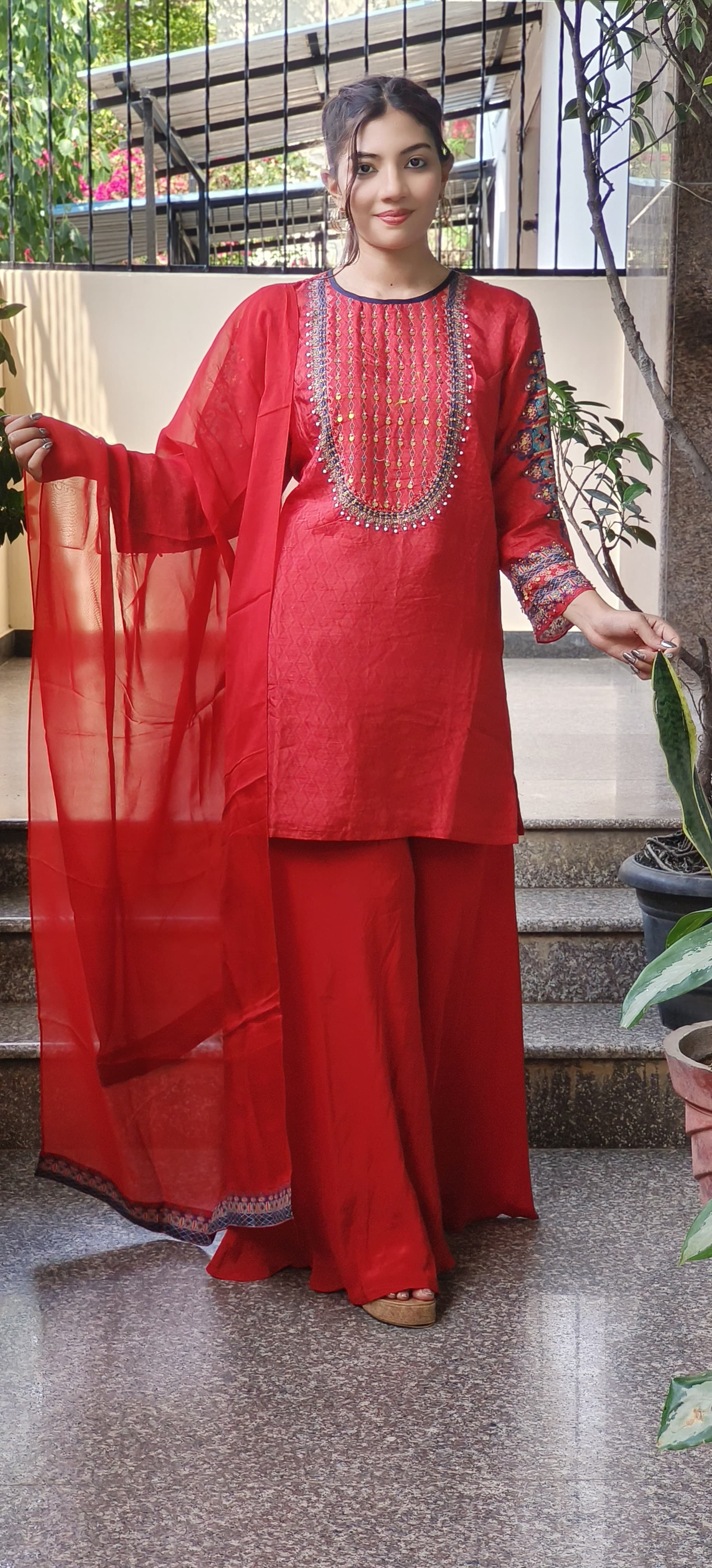Embroidered Sahrara Suit Full Set- 09558
