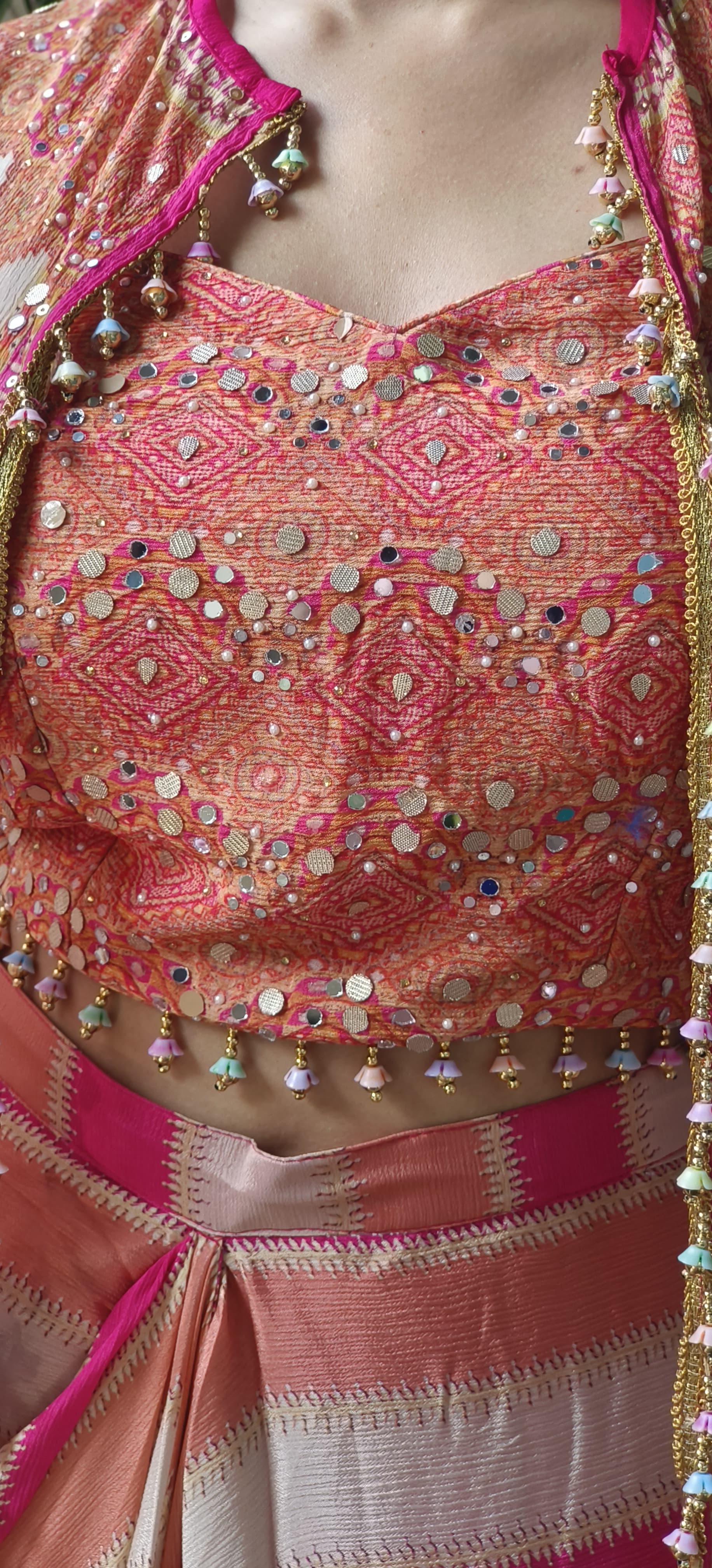 Indo Western Dhoti Pant With Crop Top And Shrug-9550