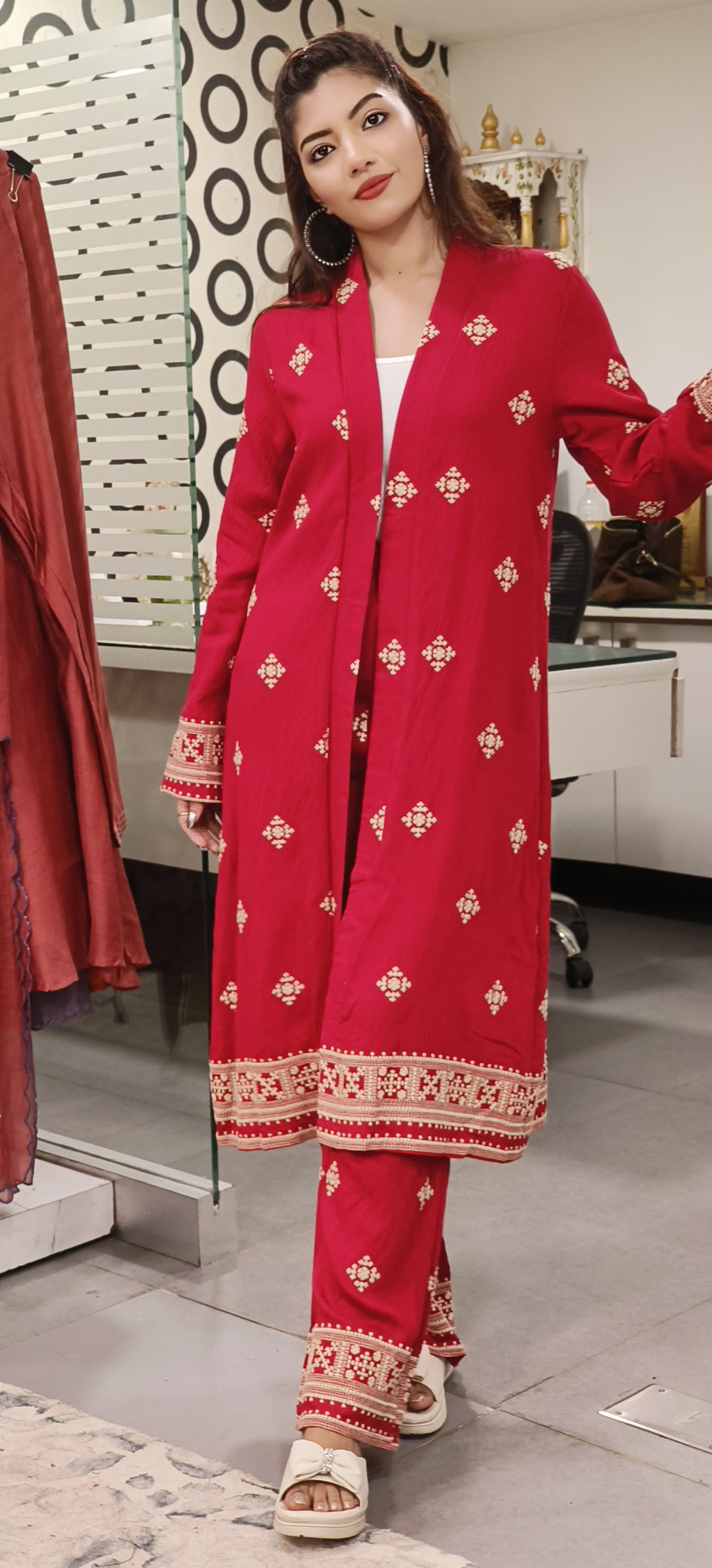 Embroidered Very stylish Shrug With Pants
