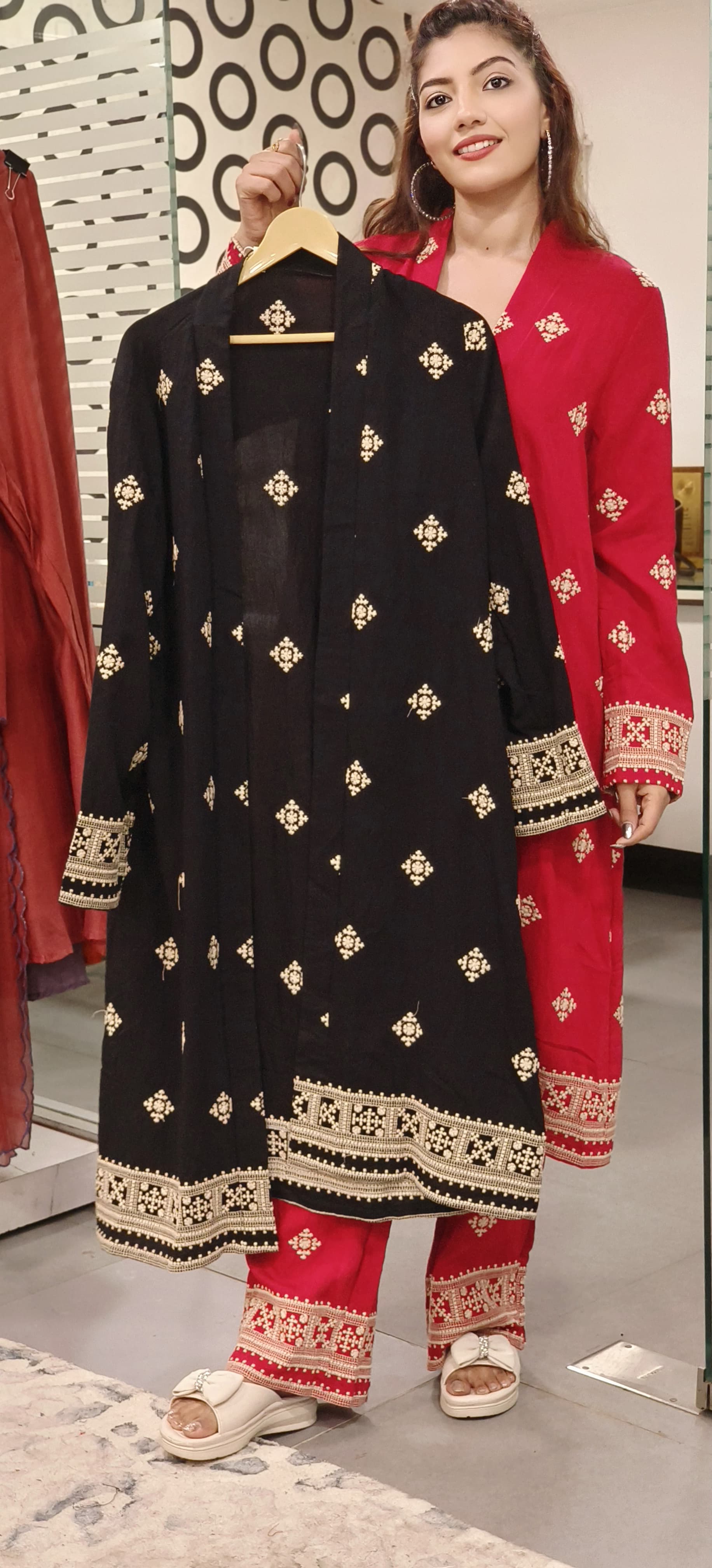 Embroidered Very stylish Shrug With Pants