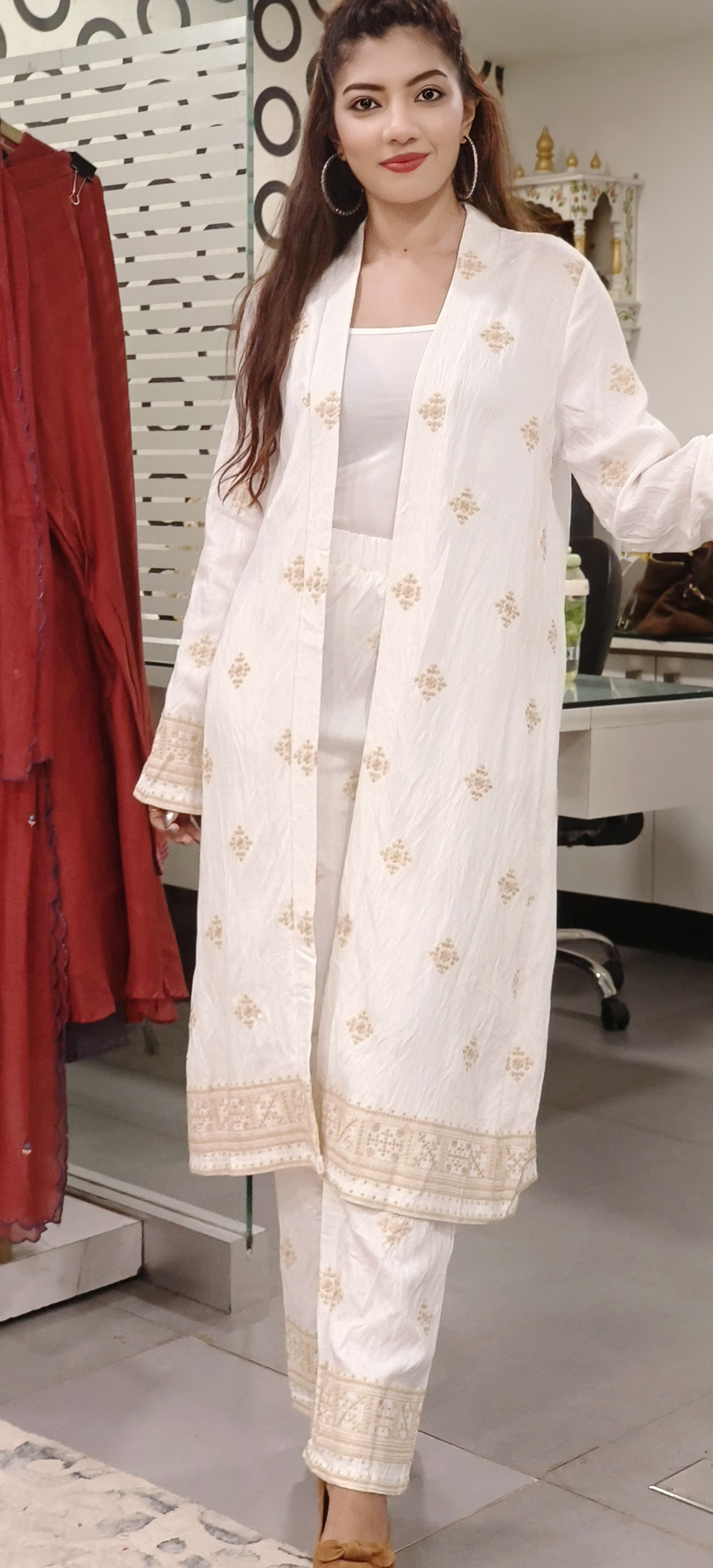 Embroidered Very stylish Shrug With Pants