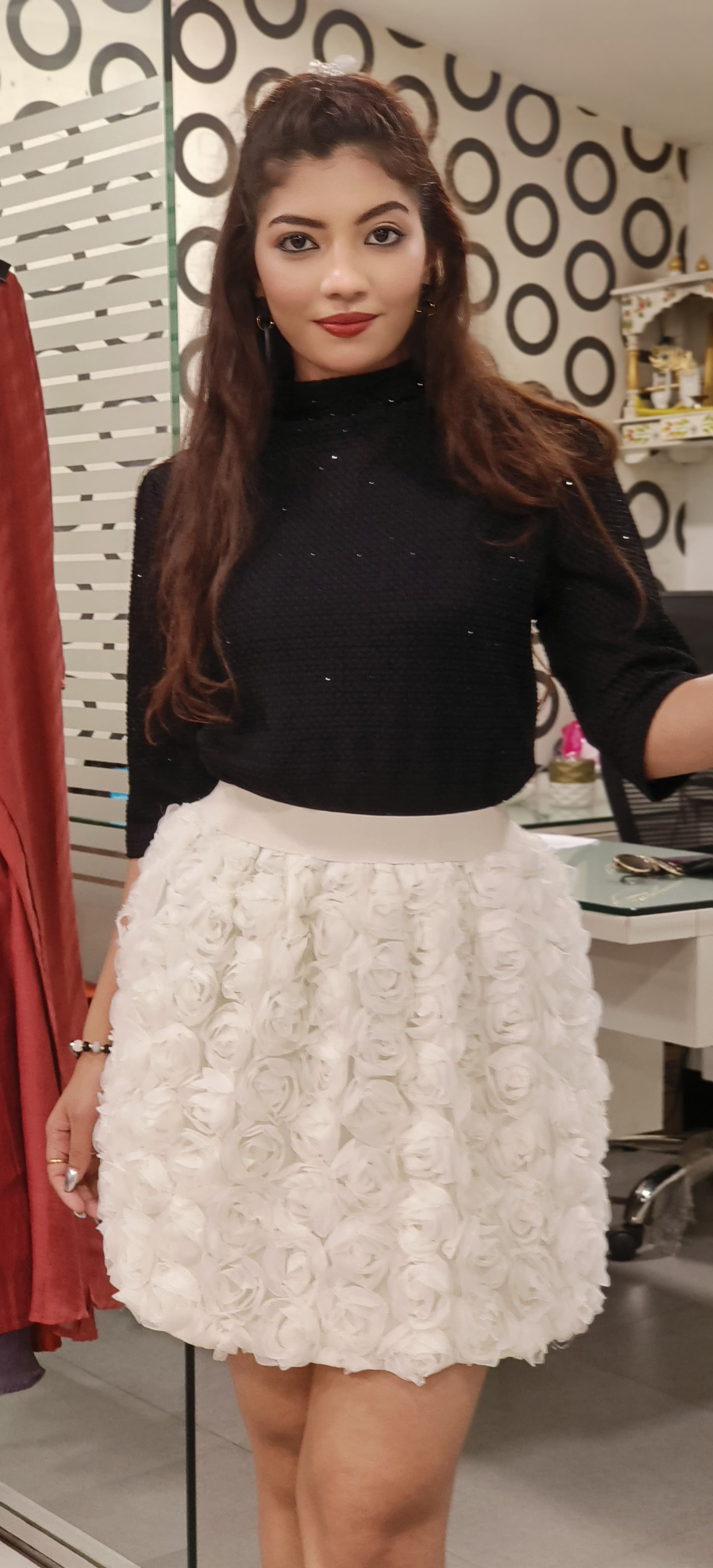 Rose 3D Floral Applique Skirt