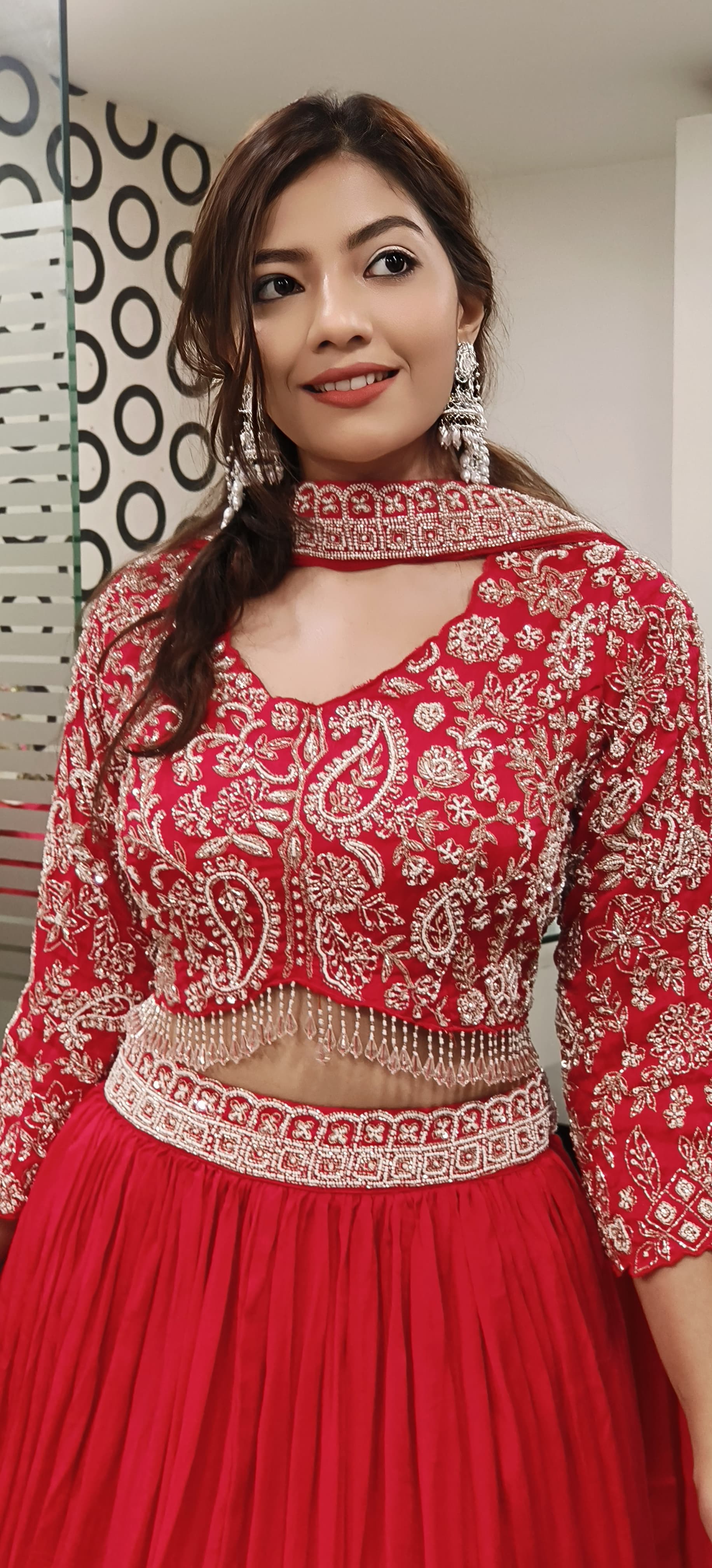 Elegant Heavy Cut Dana Zari Embroidered Party Wear Chinon Lehenga With Stitched Padded Blouse And Chokar Dupatta 09654,09653 only on orders