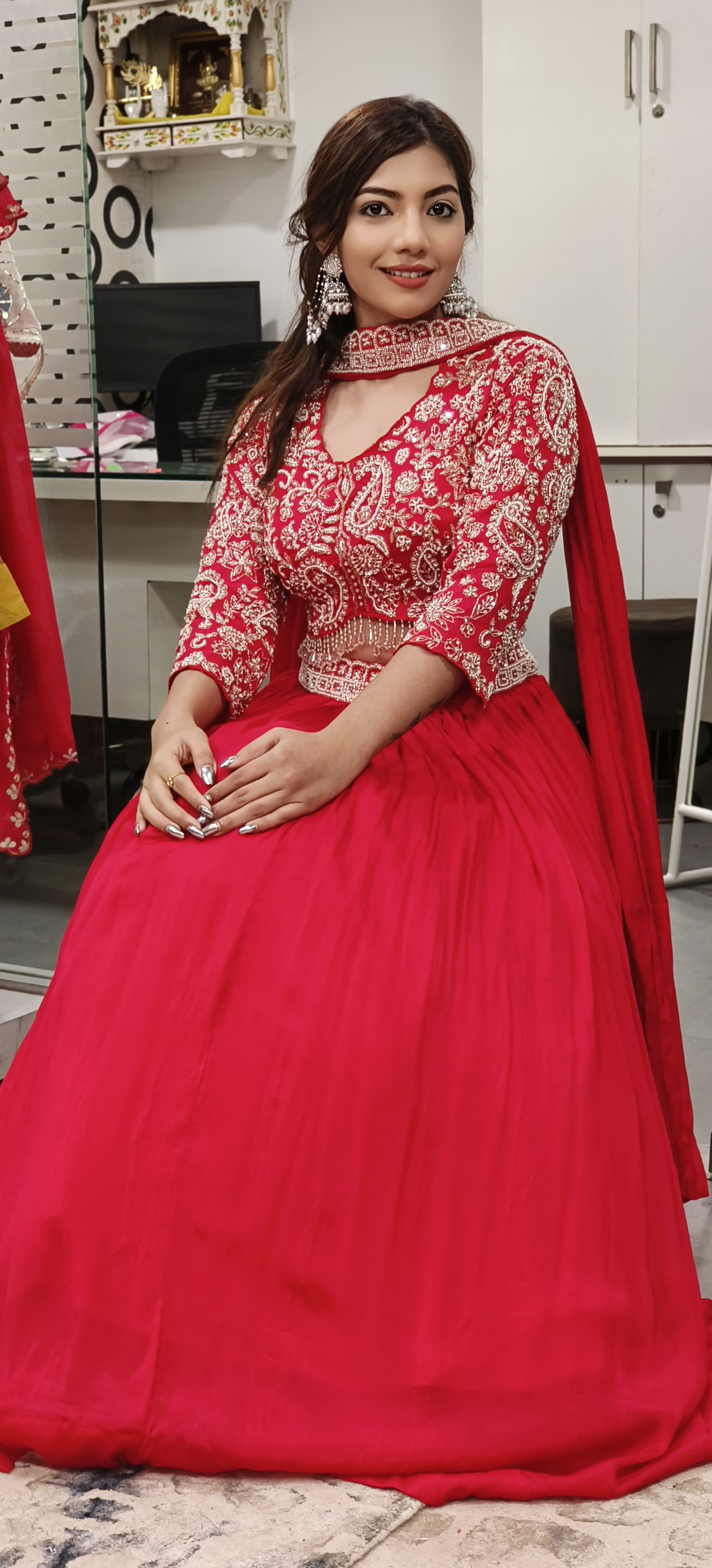 Elegant Heavy Cut Dana Zari Embroidered Party Wear Chinon Lehenga With Stitched Padded Blouse And Chokar Dupatta 09654,09653 only on orders