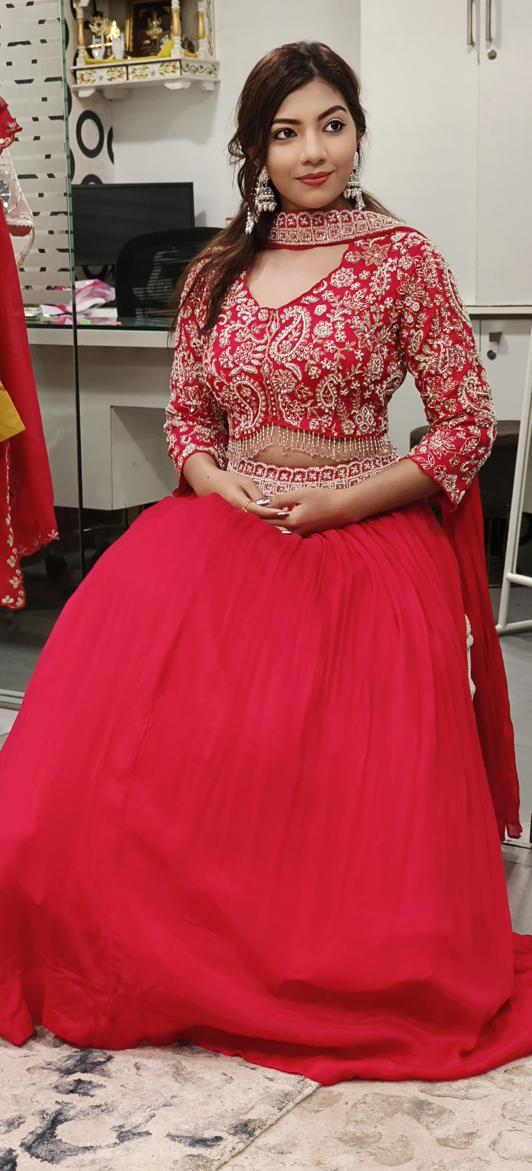 Elegant Heavy Cut Dana Zari Embroidered Party Wear Chinon Lehenga With Stitched Padded Blouse And Chokar Dupatta 09654,09653 only on orders