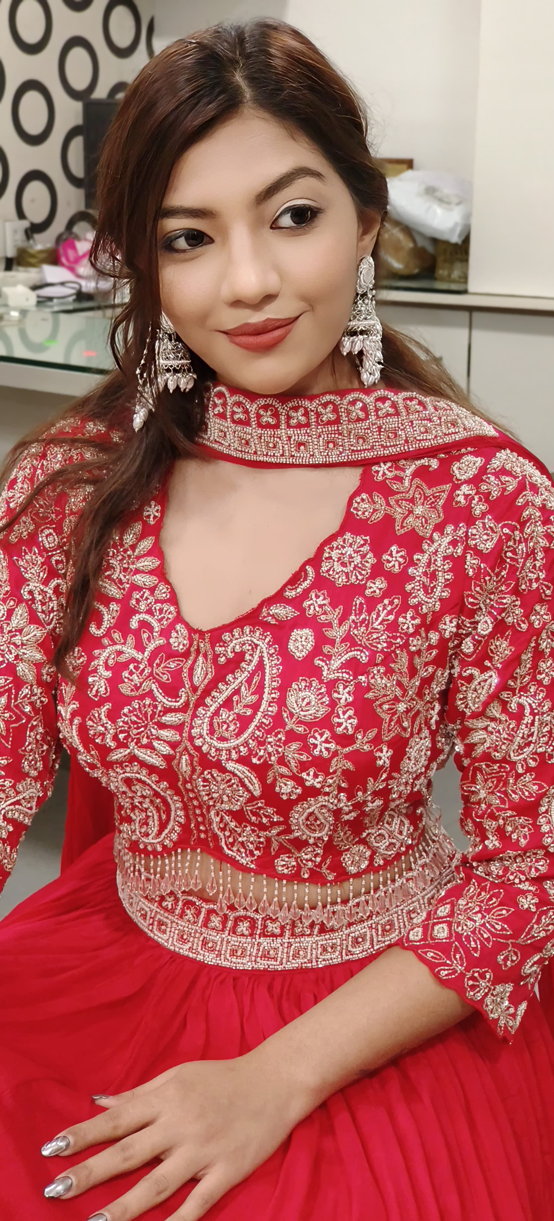 Elegant Heavy Cut Dana Zari Embroidered Party Wear Chinon Lehenga With Stitched Padded Blouse And Chokar Dupatta 09654,09653 only on orders