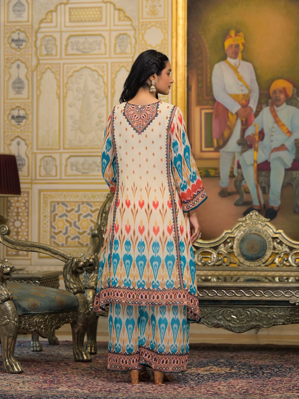 Beautiful Printed Georgette Kurta With Loose Bottom And Dupatta-09795