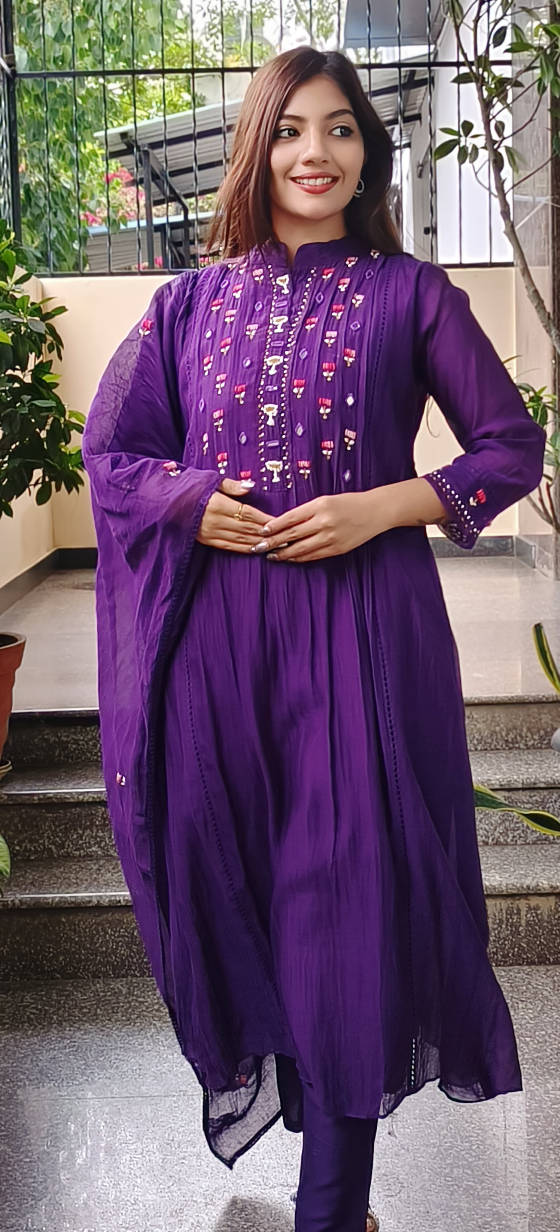 Mul Chanderi Thread Work Full Suits- 09630, 09629, 09628