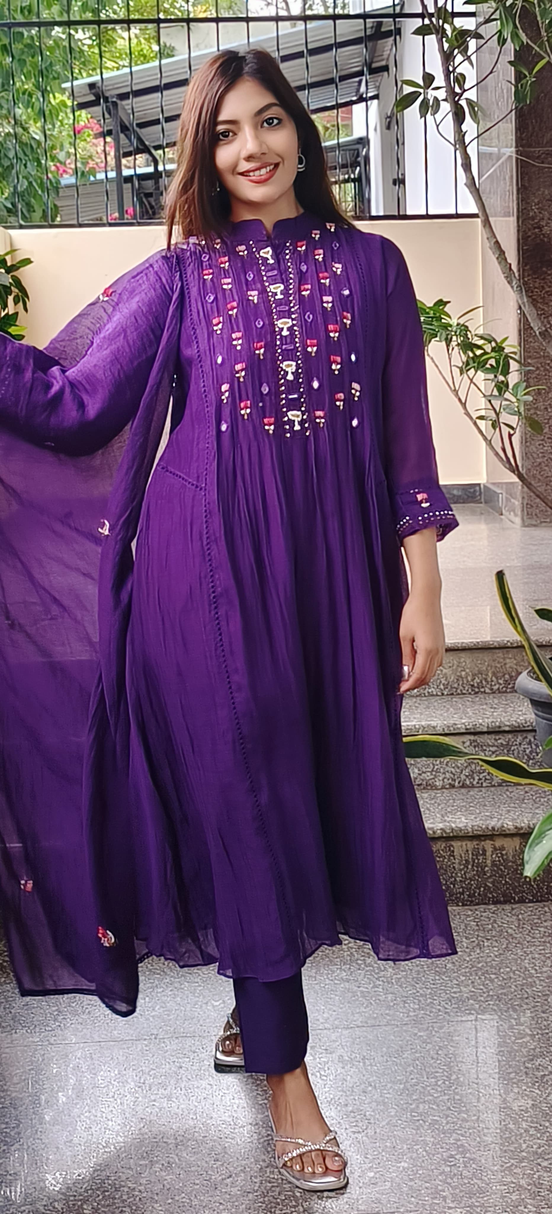 Mul Chanderi Thread Work Full Suits- 09630, 09629, 09628