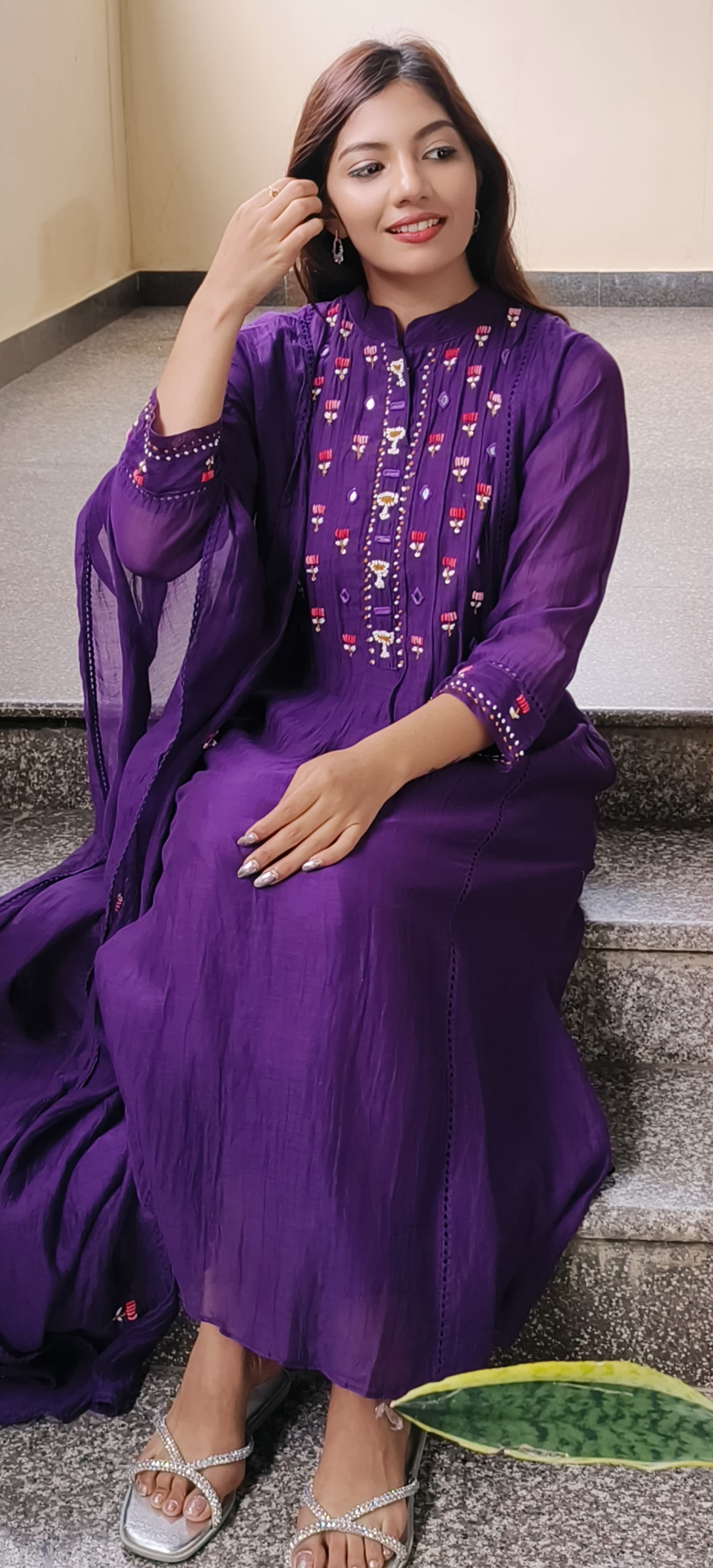 Mul Chanderi Thread Work Full Suits- 09630, 09629, 09628