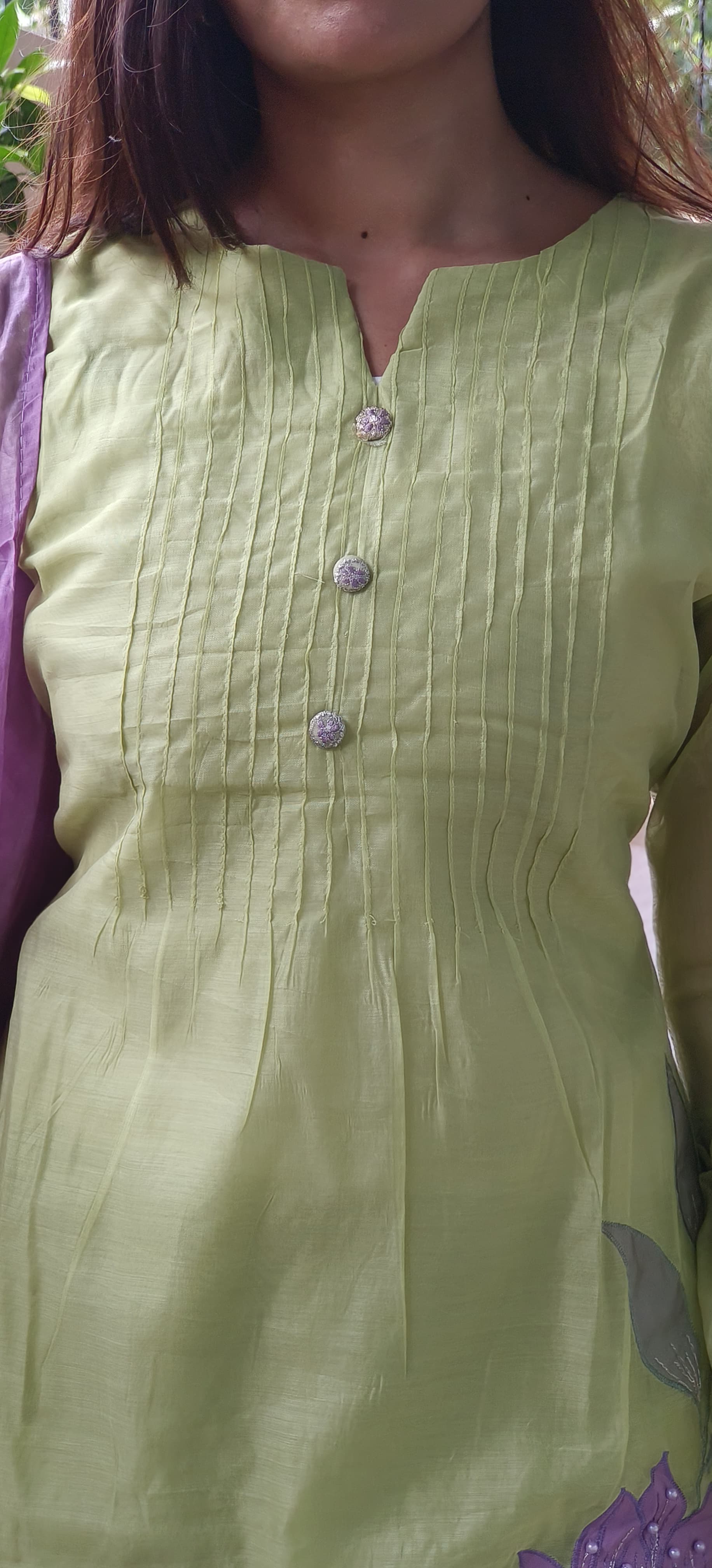 Mul Chanderi Floral A- Line Kurta With Pant And Dupatta Full Set- 09742