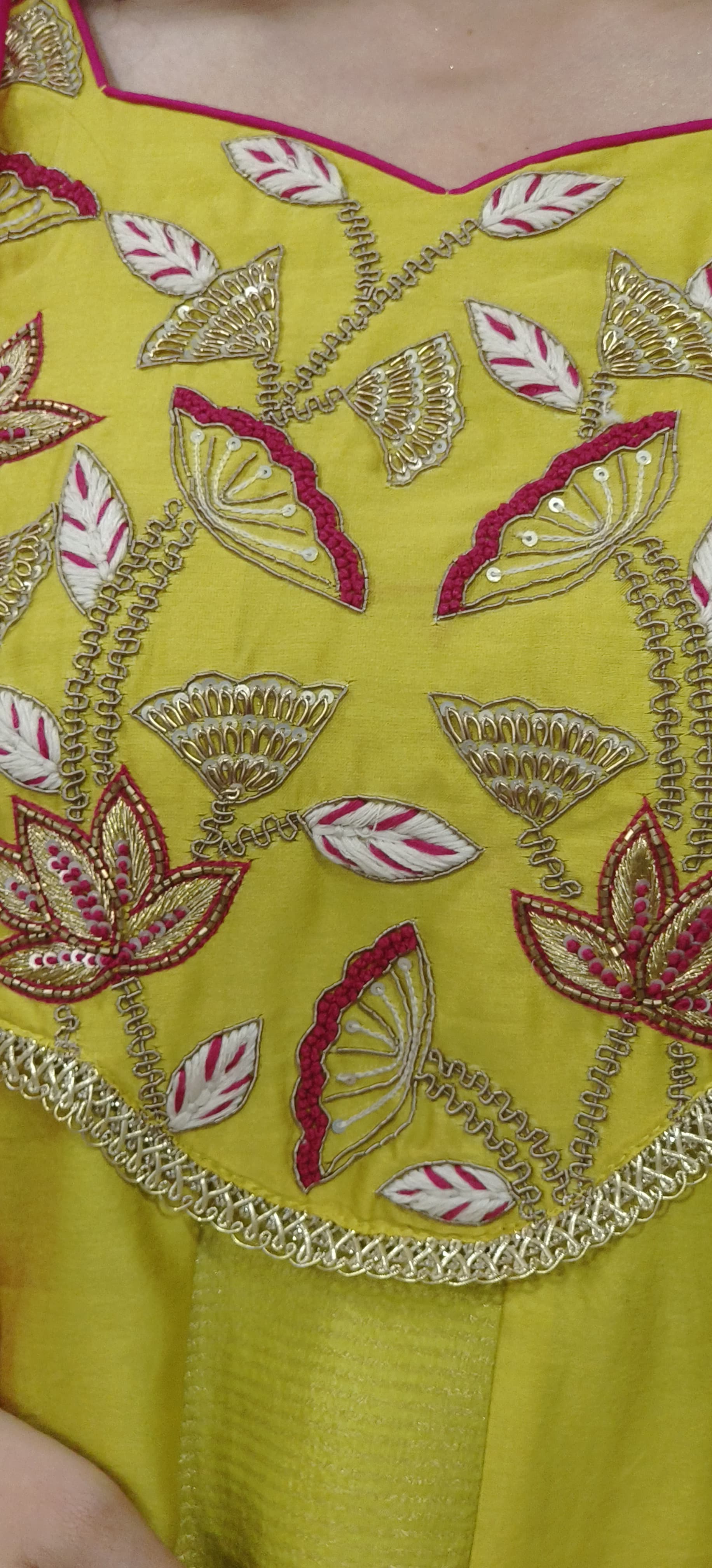 Pure Chanderi Zari Zardozi & Thread Embroidered Work Party Wear Aline Kurta with Pant and Organza Dupatta- 09636