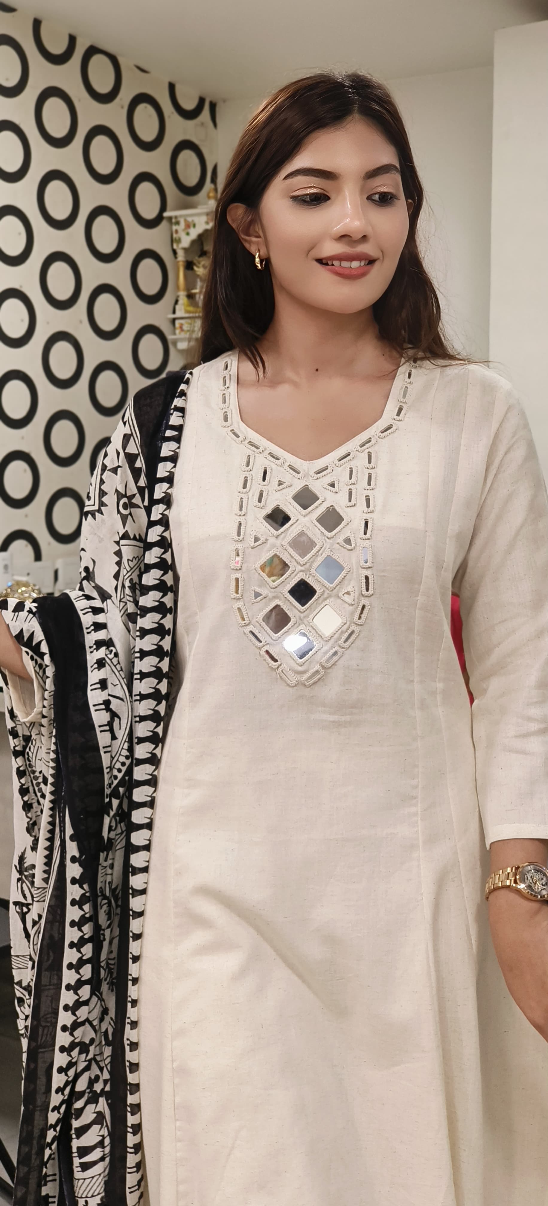 Real Mirror Embroidered Flex Cotton Full Suit Set_9775