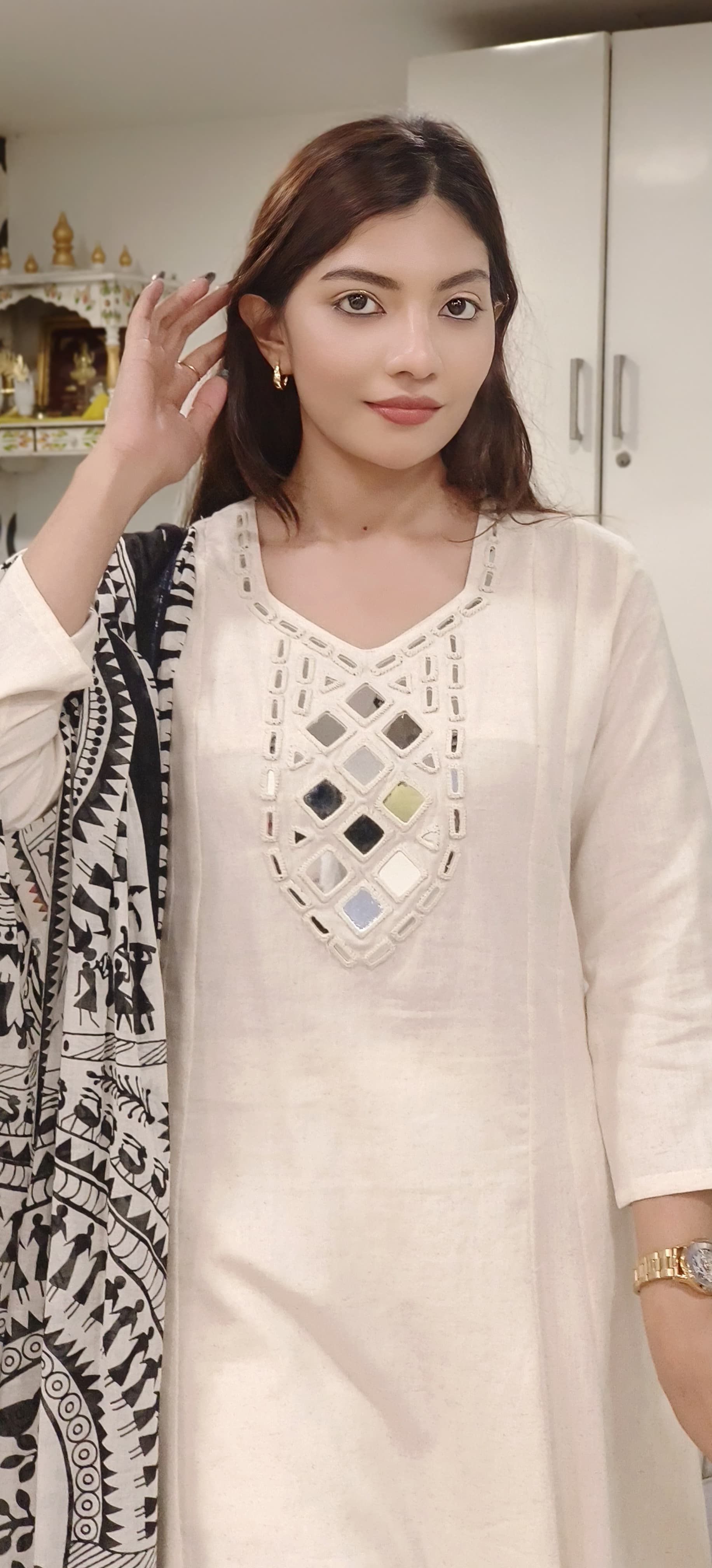 Real Mirror Embroidered Flex Cotton Full Suit Set_9775