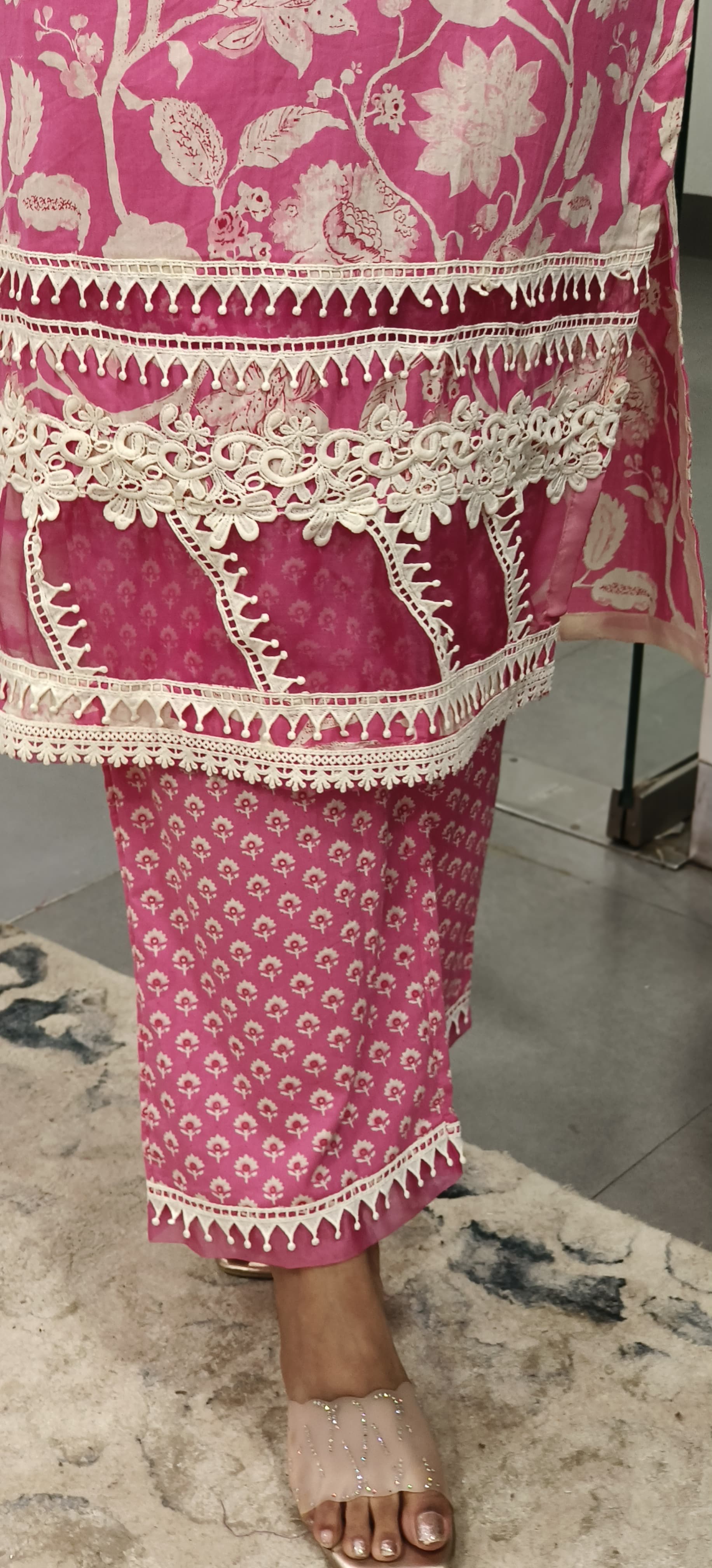 Cut Work Crosia Lace Printed Full Suit-09819