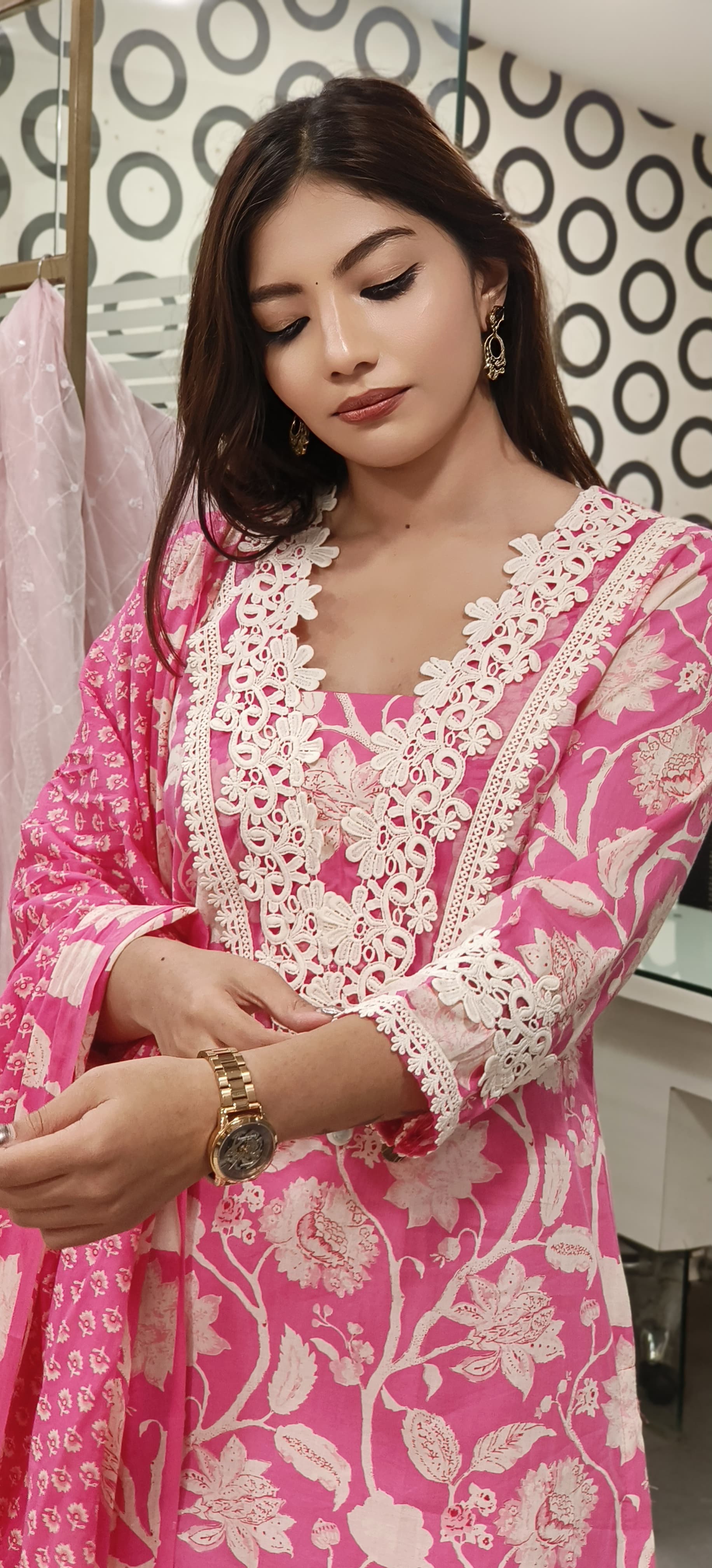 Cut Work Crosia Lace Printed Full Suit-09819