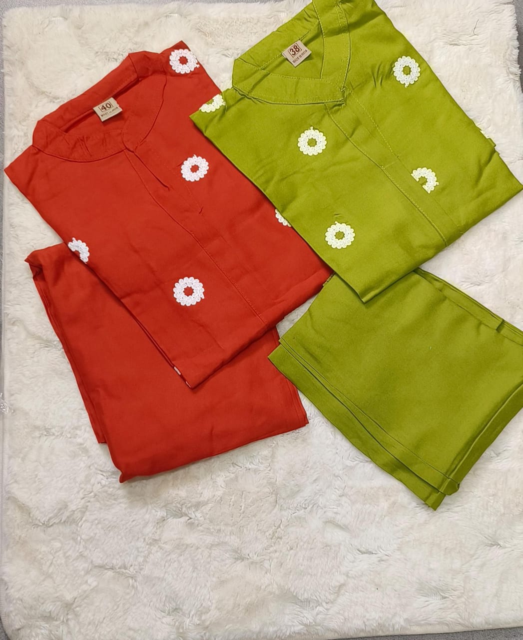 Bright Floral Embroidered Cotton Kurta Sets
