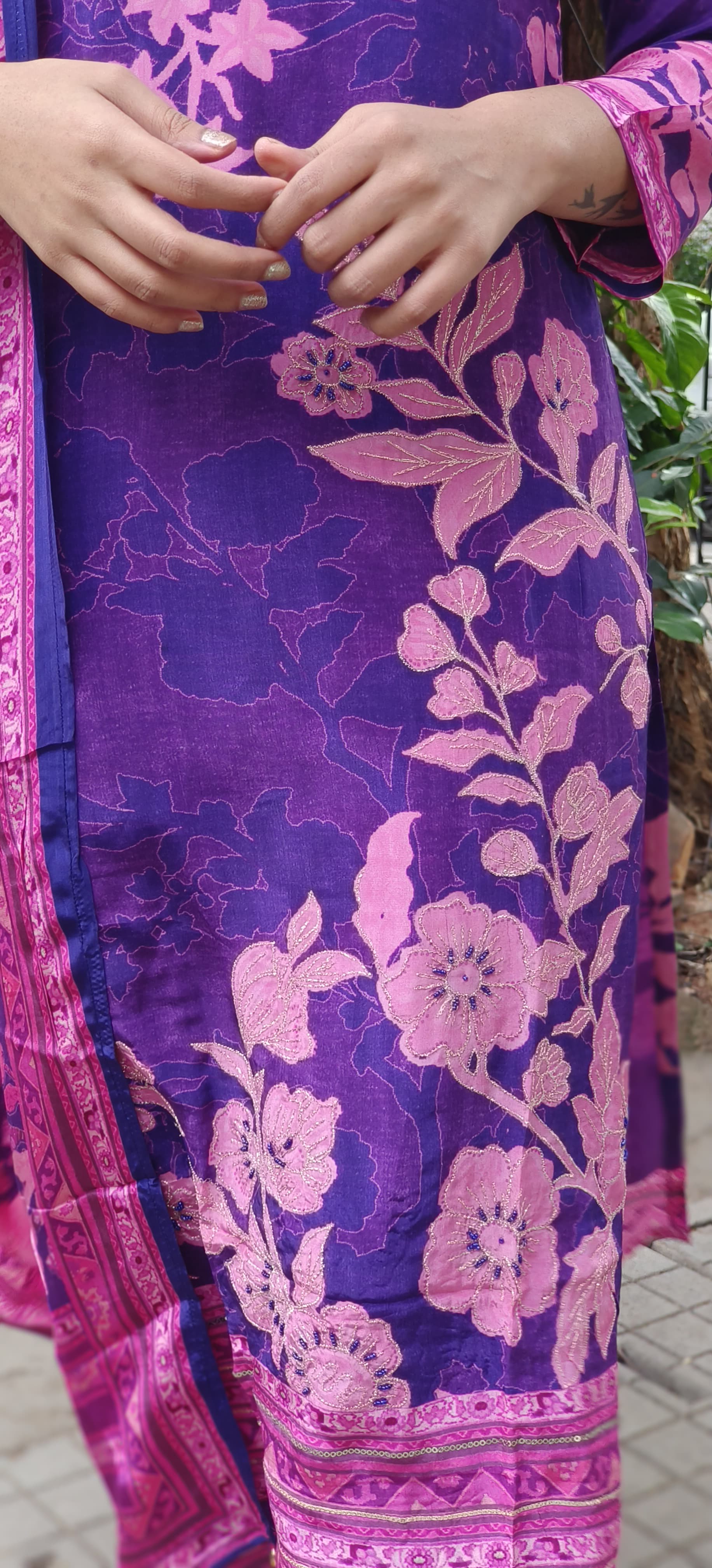 Digital Floral Print Kurta Pant With Dupatta In Crepe Fabric (Lean Fit)-010040 (DISPATCHING WILL BE DEALYED BY A WEEK)
