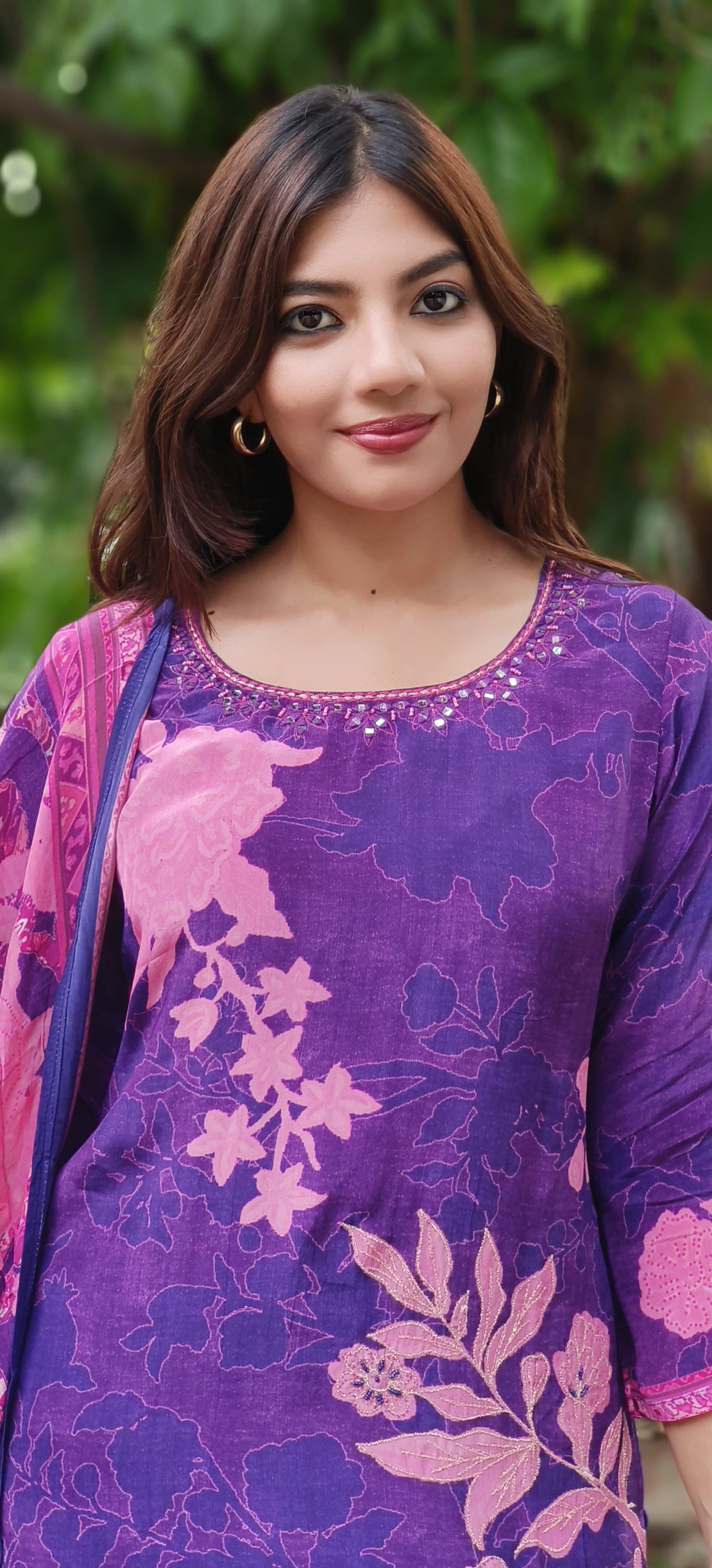 Digital Floral Print Kurta Pant With Dupatta In Crepe Fabric (Lean Fit)-010040 (DISPATCHING WILL BE DEALYED BY A WEEK)