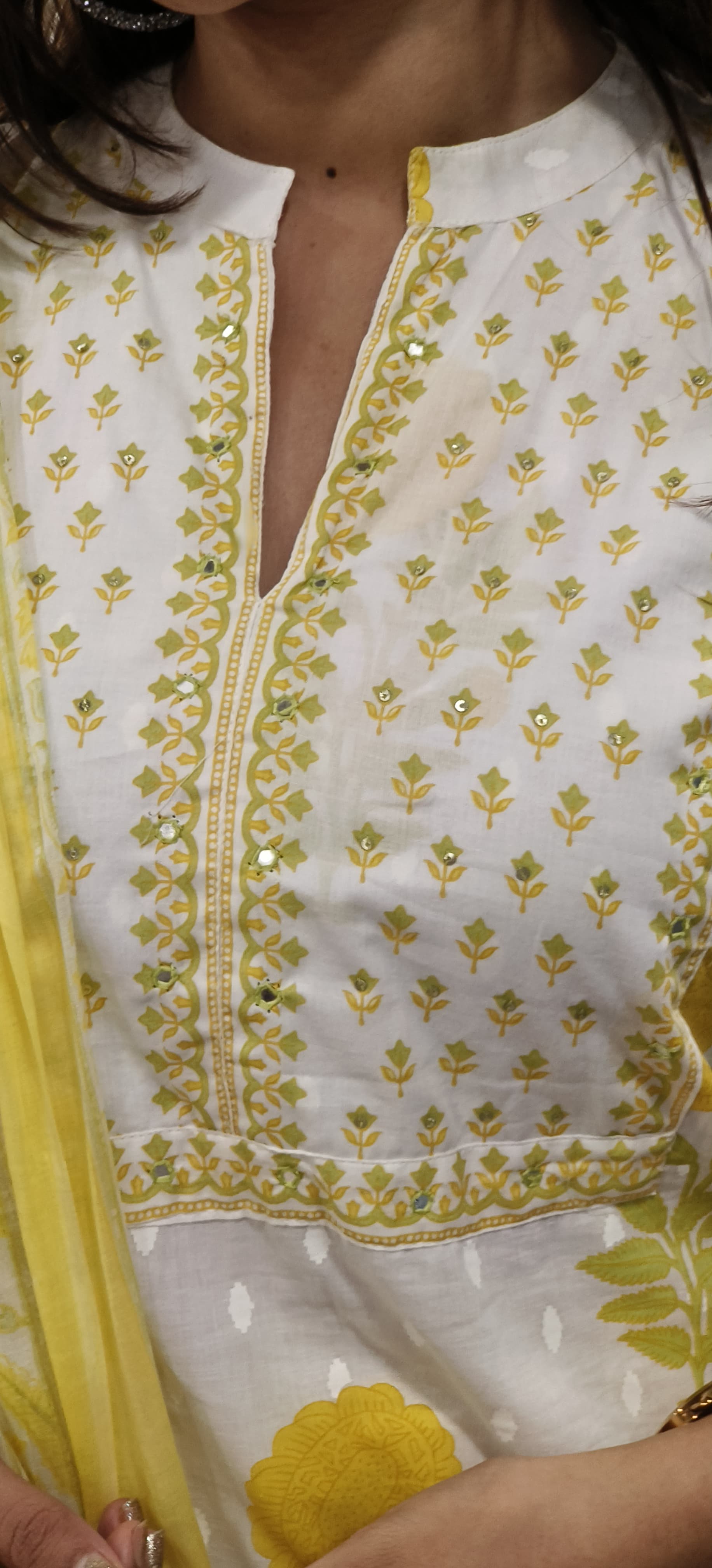 Beautiful Yoke Floral Printed Cotton A-Line Full Suit With Dupatta- 09844