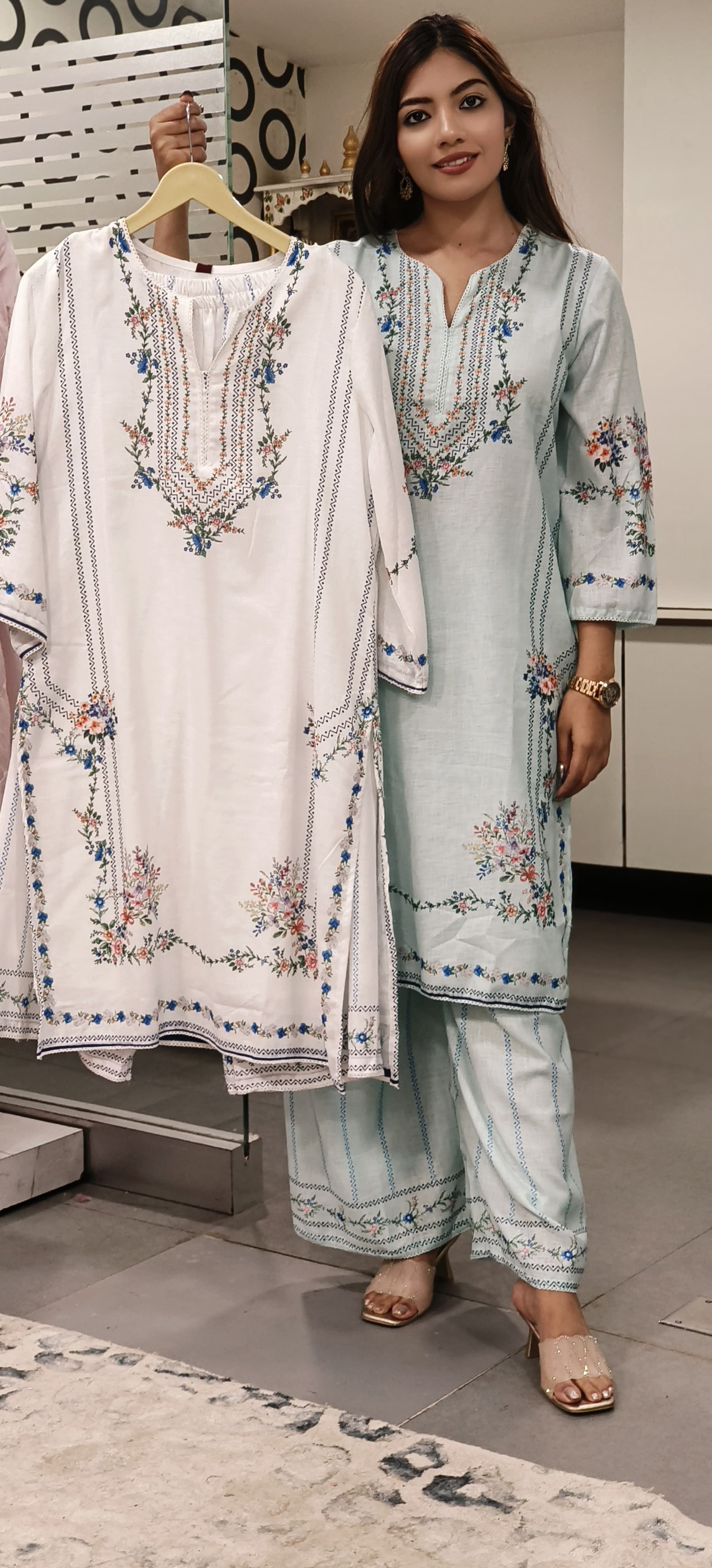Sequence Floral Printed Linen Kurta Pant