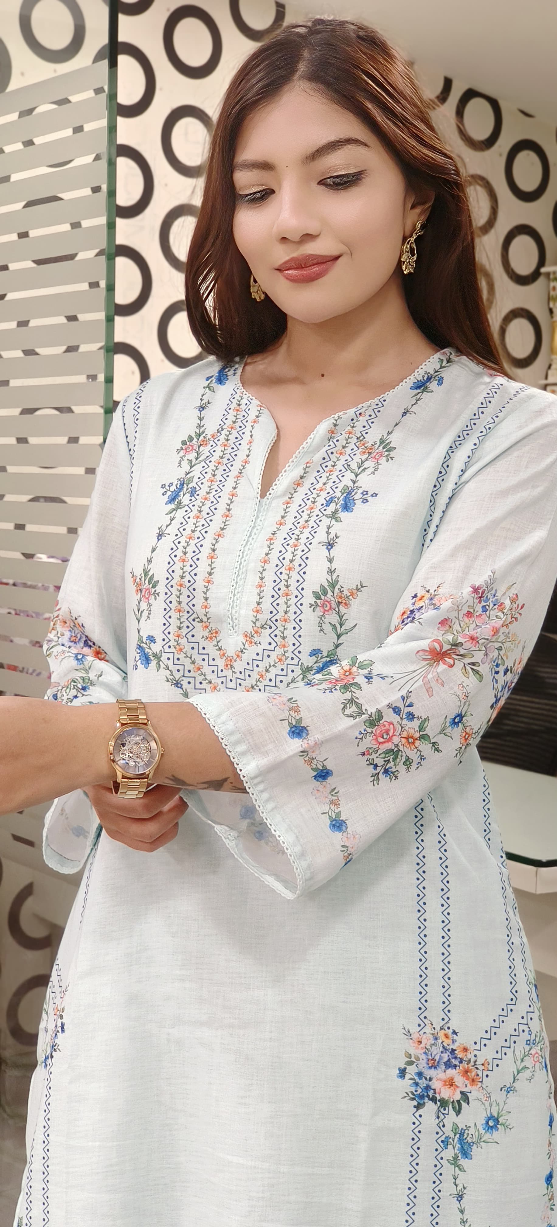 Sequence Floral Printed Linen Kurta Pant