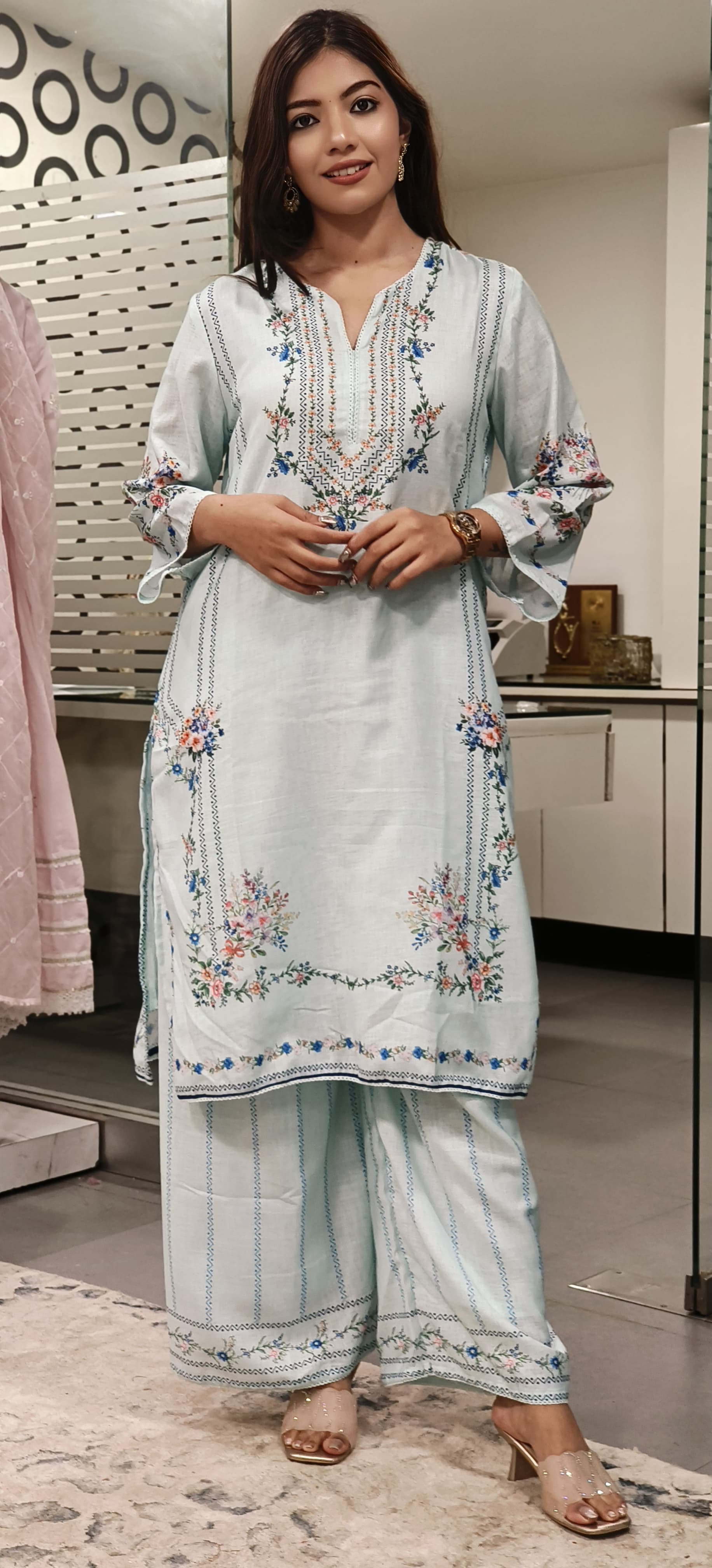 Sequence Floral Printed Linen Kurta Pant