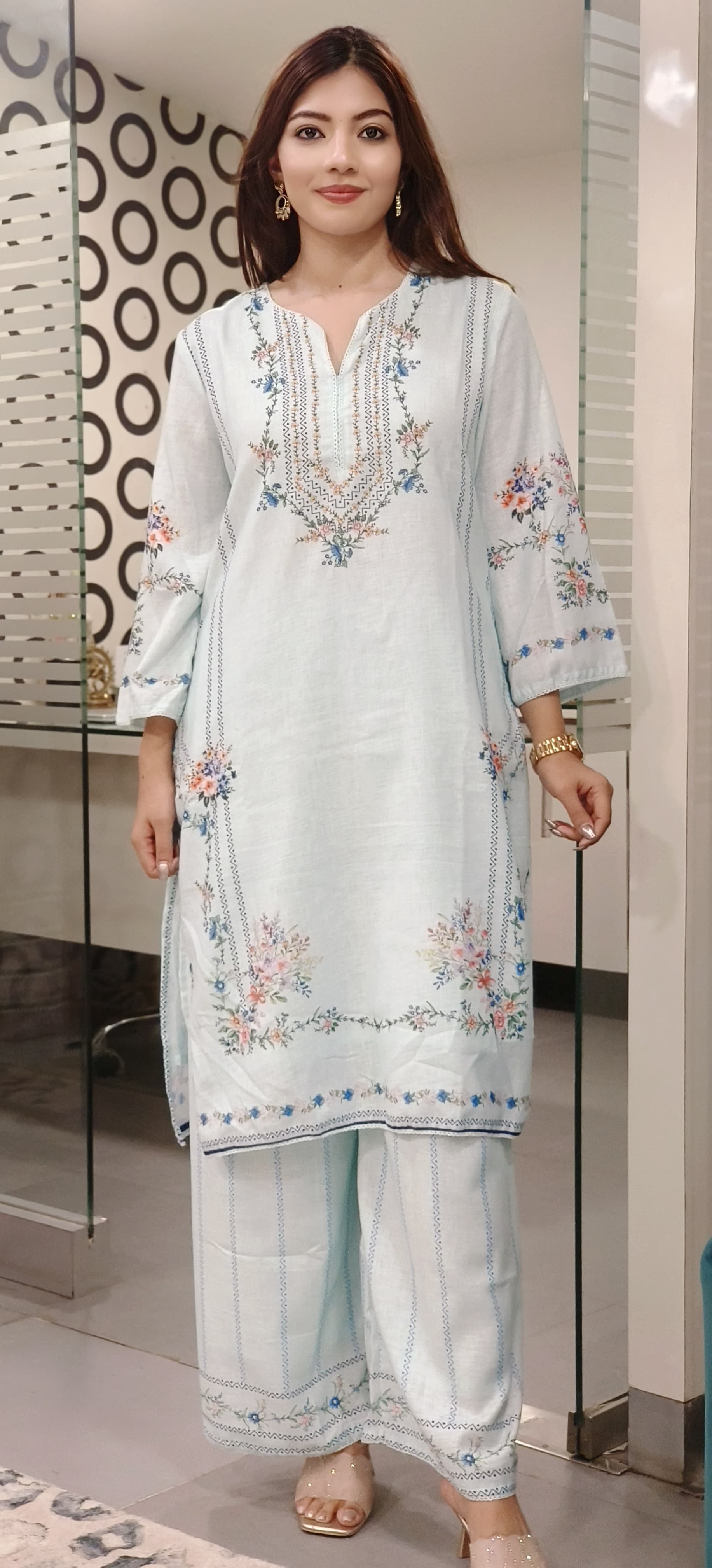 Sequence Floral Printed Linen Kurta Pant