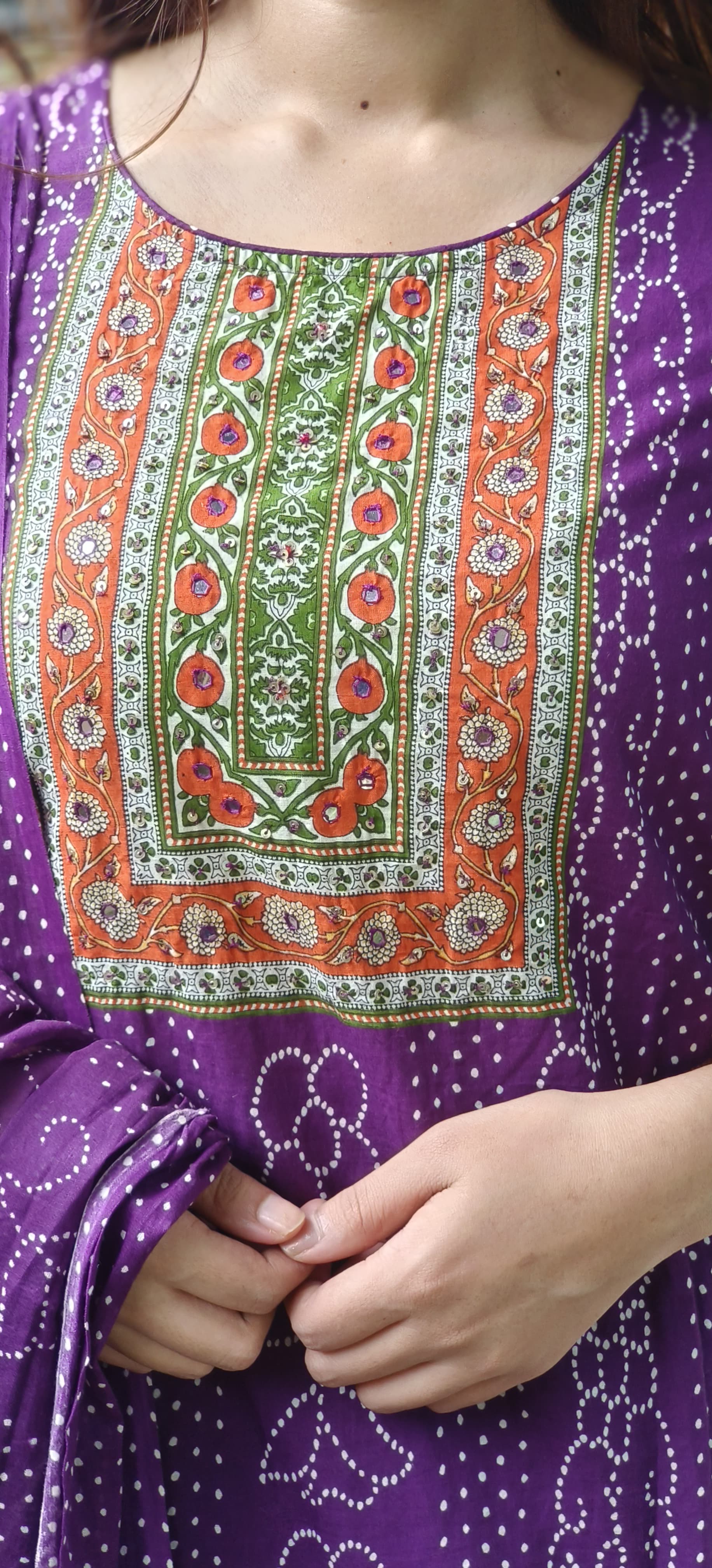 Bandhej Blossom Cotton Full Suit Set With Dupatta-ok