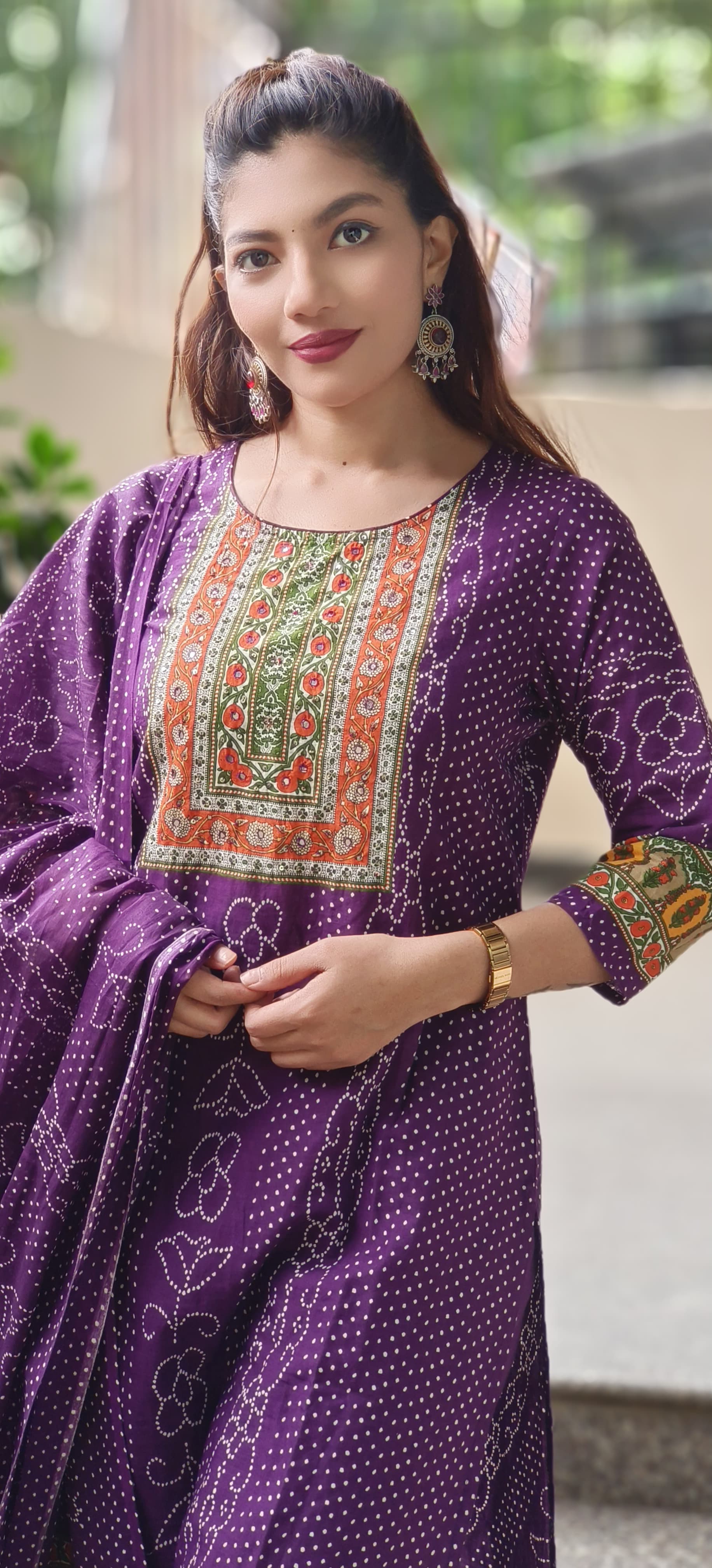 Bandhej Blossom Cotton Full Suit Set With Dupatta-ok