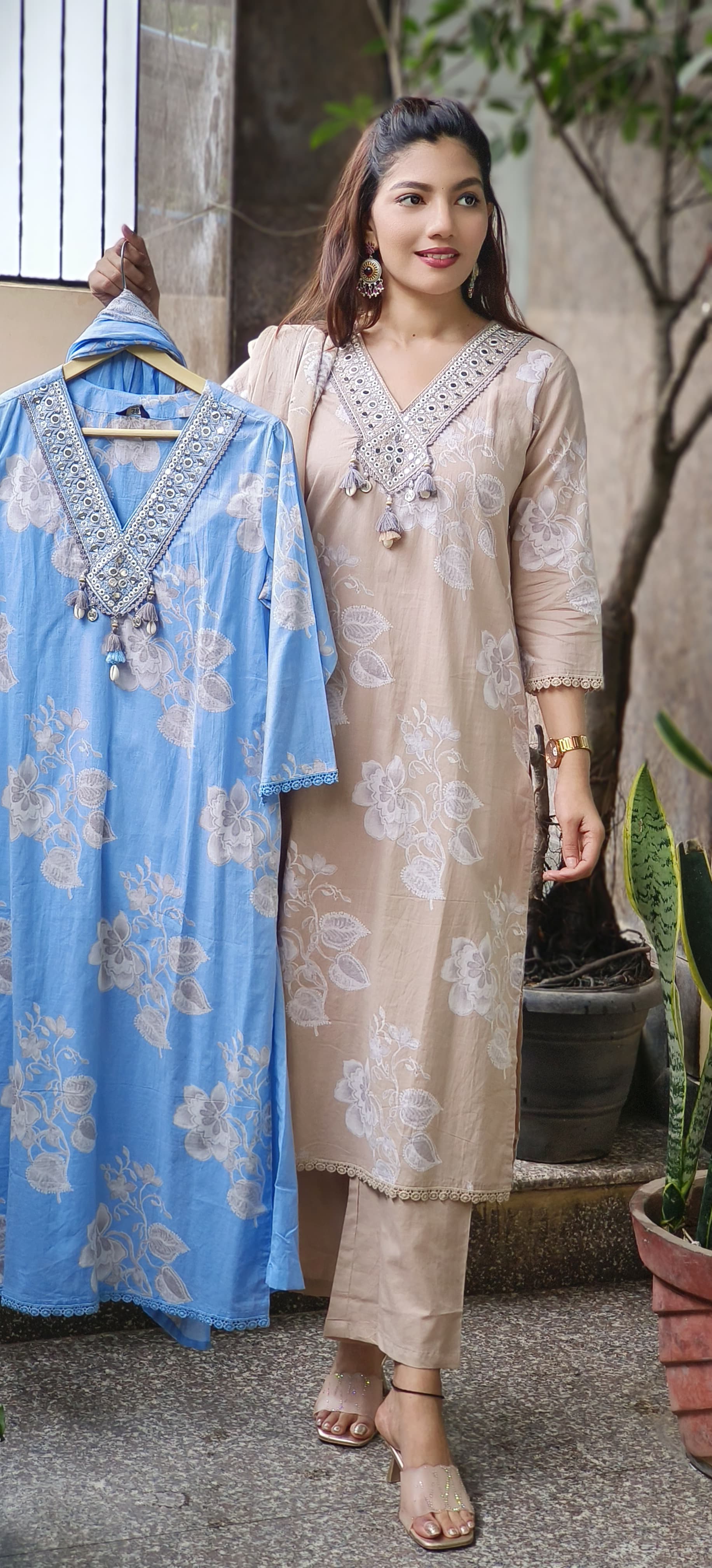 Zehra Embroidered Elegance Full Suit Set With Dupatta In Cotton Fabric