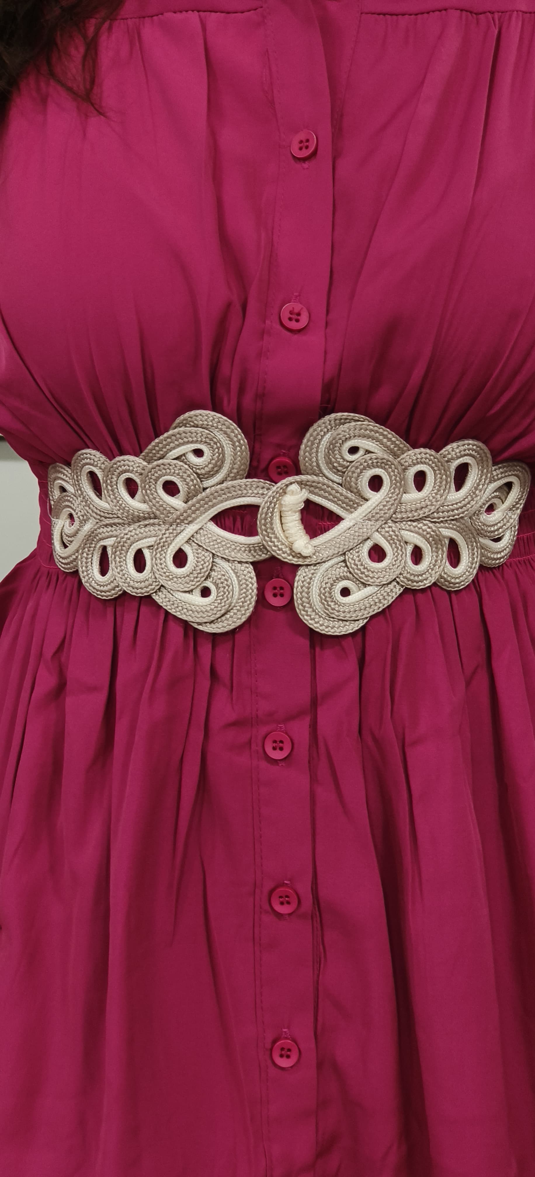Solid Collared Shirts With Middle Belt