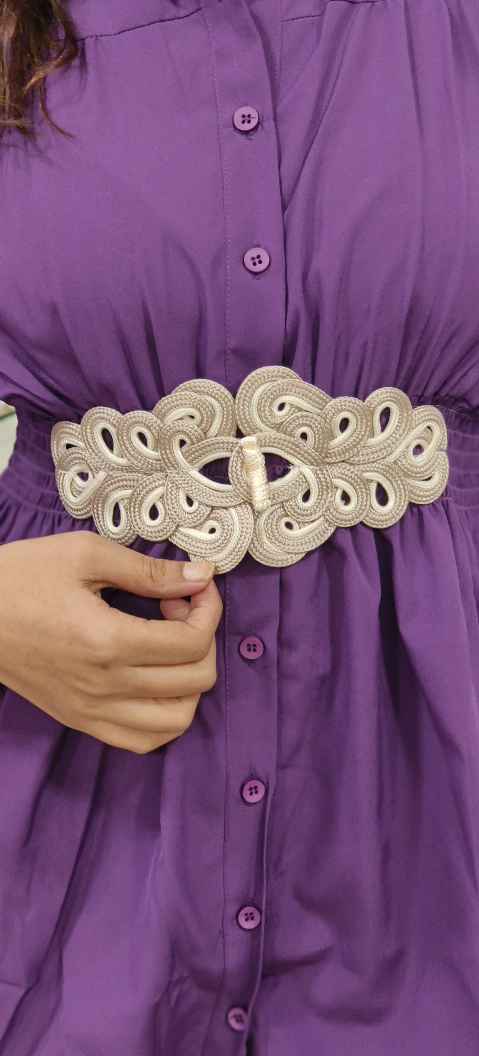 Solid Collared Shirts With Middle Belt