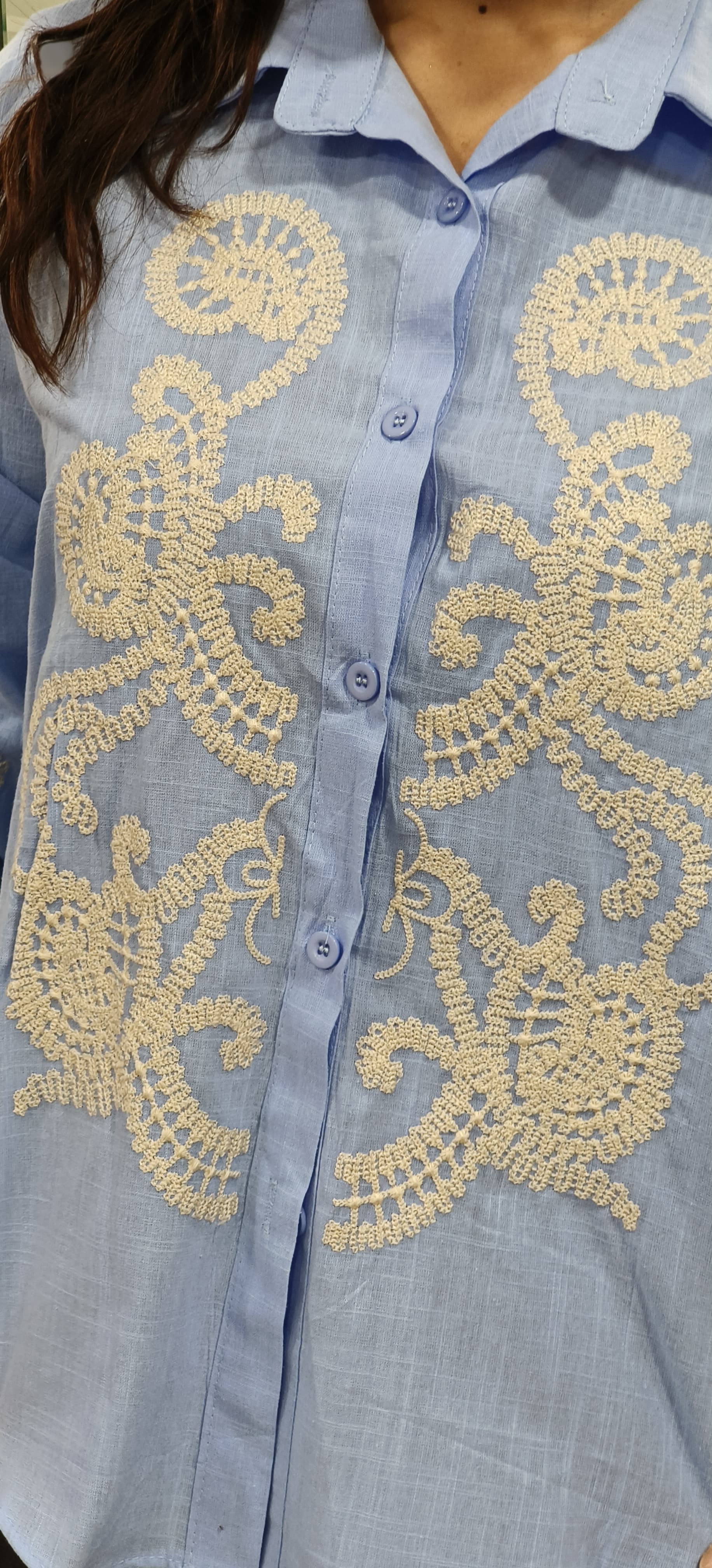 Thread Front Embroidered Collared Shirt