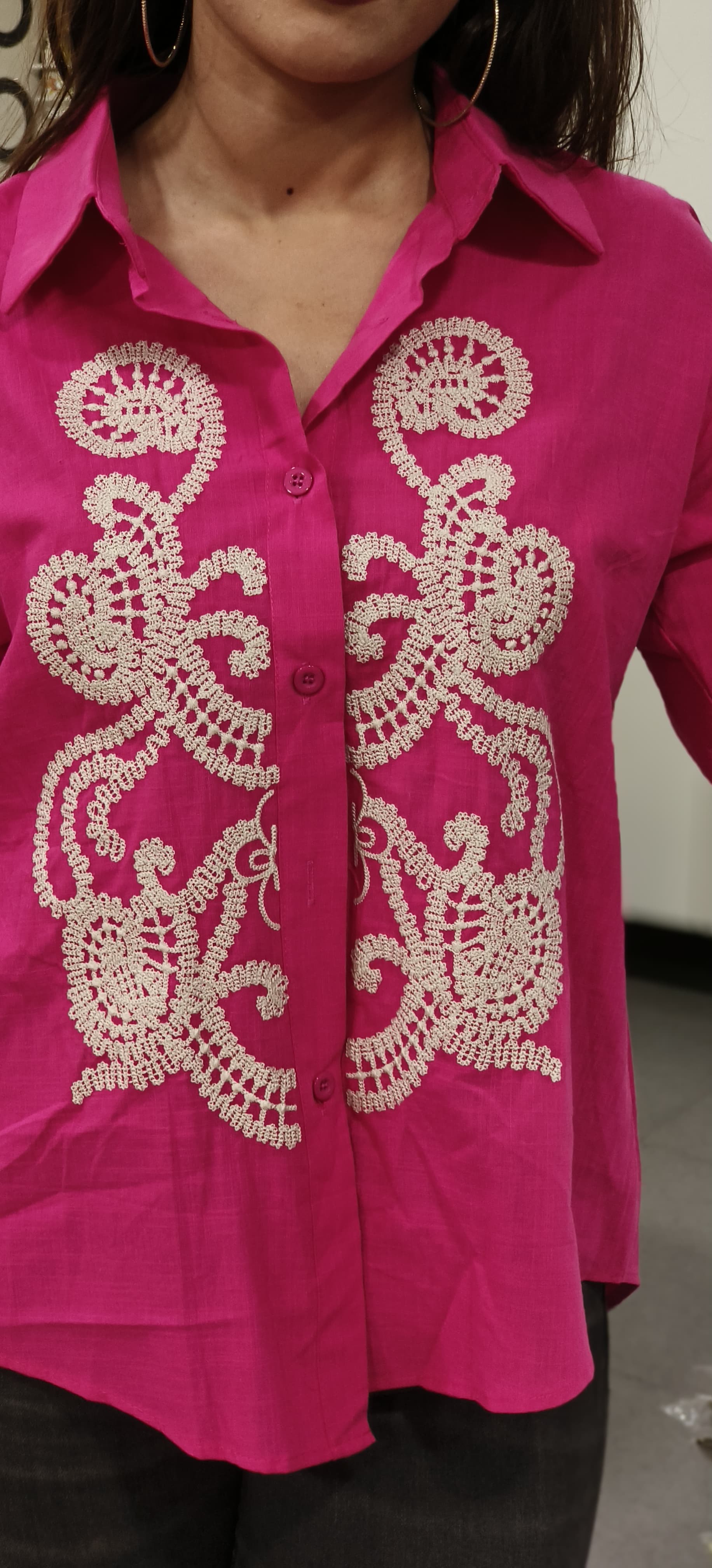 Thread Front Embroidered Collared Shirt