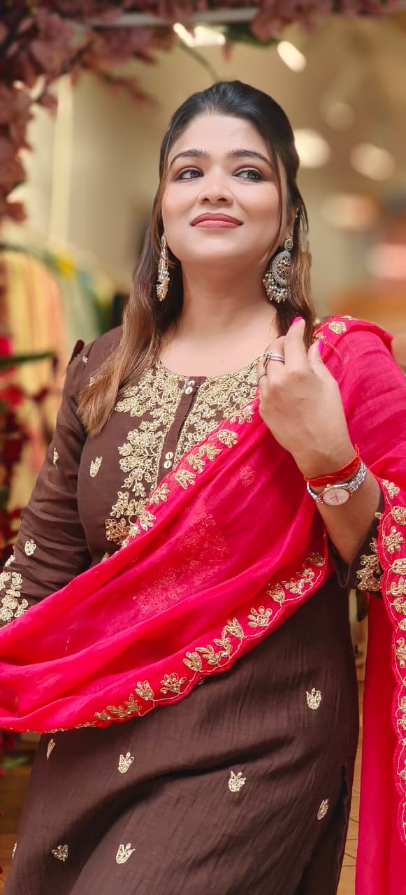 Beautiful Zardosi Suttle Handwork Full Suit Set With Dupatta