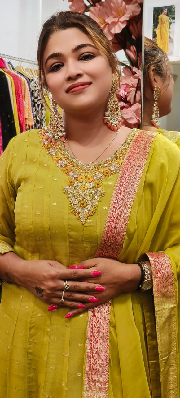 Zardosi Handwork With Slight Banarasi Touch Anarkali Full Suit Set With Dupatta- 10787, 10788