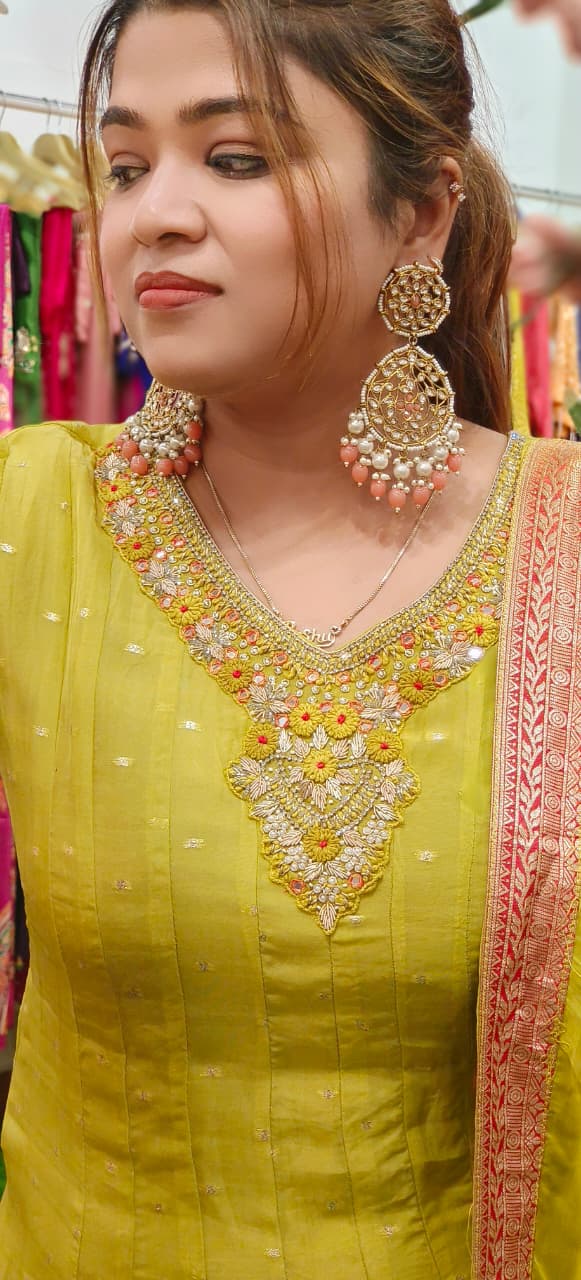 Zardosi Handwork With Slight Banarasi Touch Anarkali Full Suit Set With Dupatta- 10787, 10788