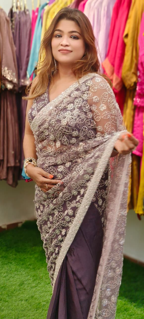 Celestial Sparkle Shine With Ready To Wear Designer Saree With Blouse