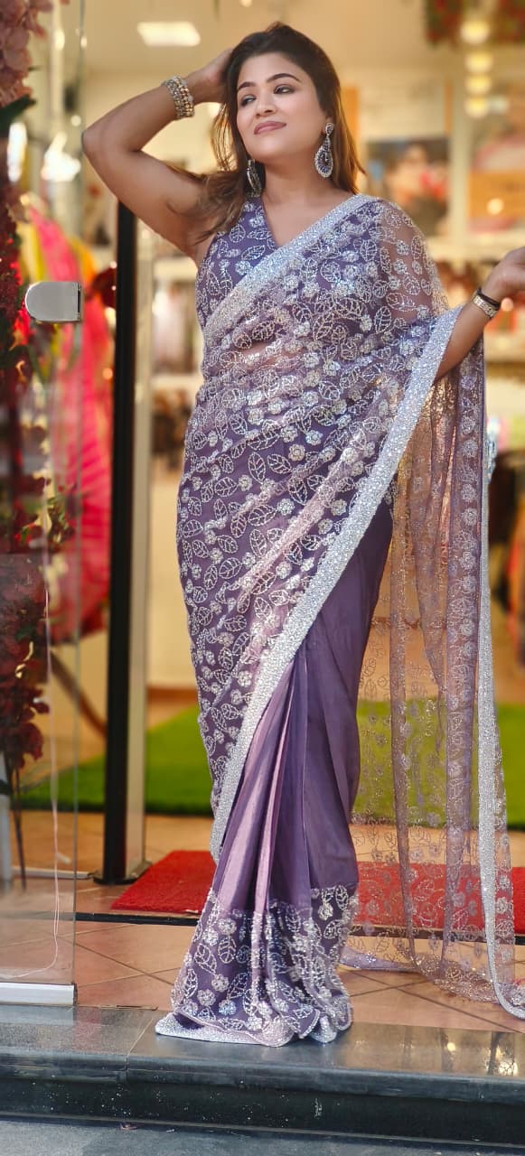 Celestial Sparkle Shine With Ready To Wear Designer Saree With Blouse