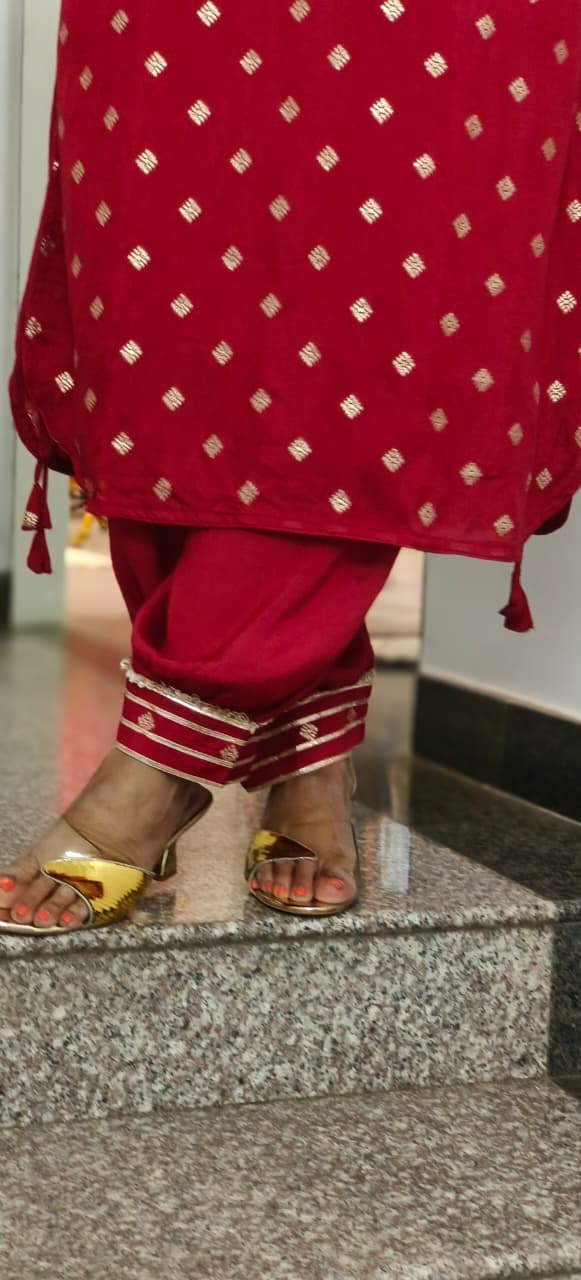 Banarasi Touch Unique Outlined Collared Kurta With Pathani Bottom-12258,12254