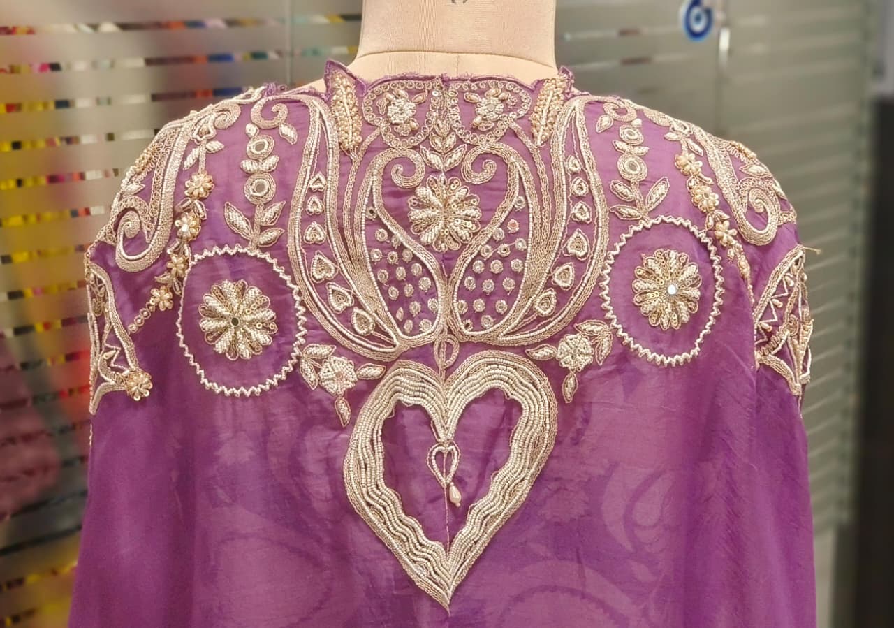 Regal Zari Embroidered Crop Top With Drape Skirt & Cut Work Shrug In Crepe Fabric- 11733, 11734