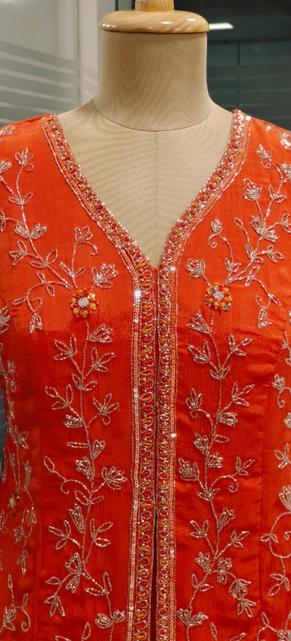 Stylish Cut Dana Grace Short Length Slit Kurta With Loose Palazzo Bottom