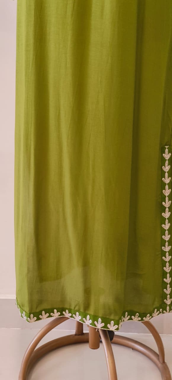 Imported Crepe Embroidered Zari Yoke Long Gown- 12087,12088